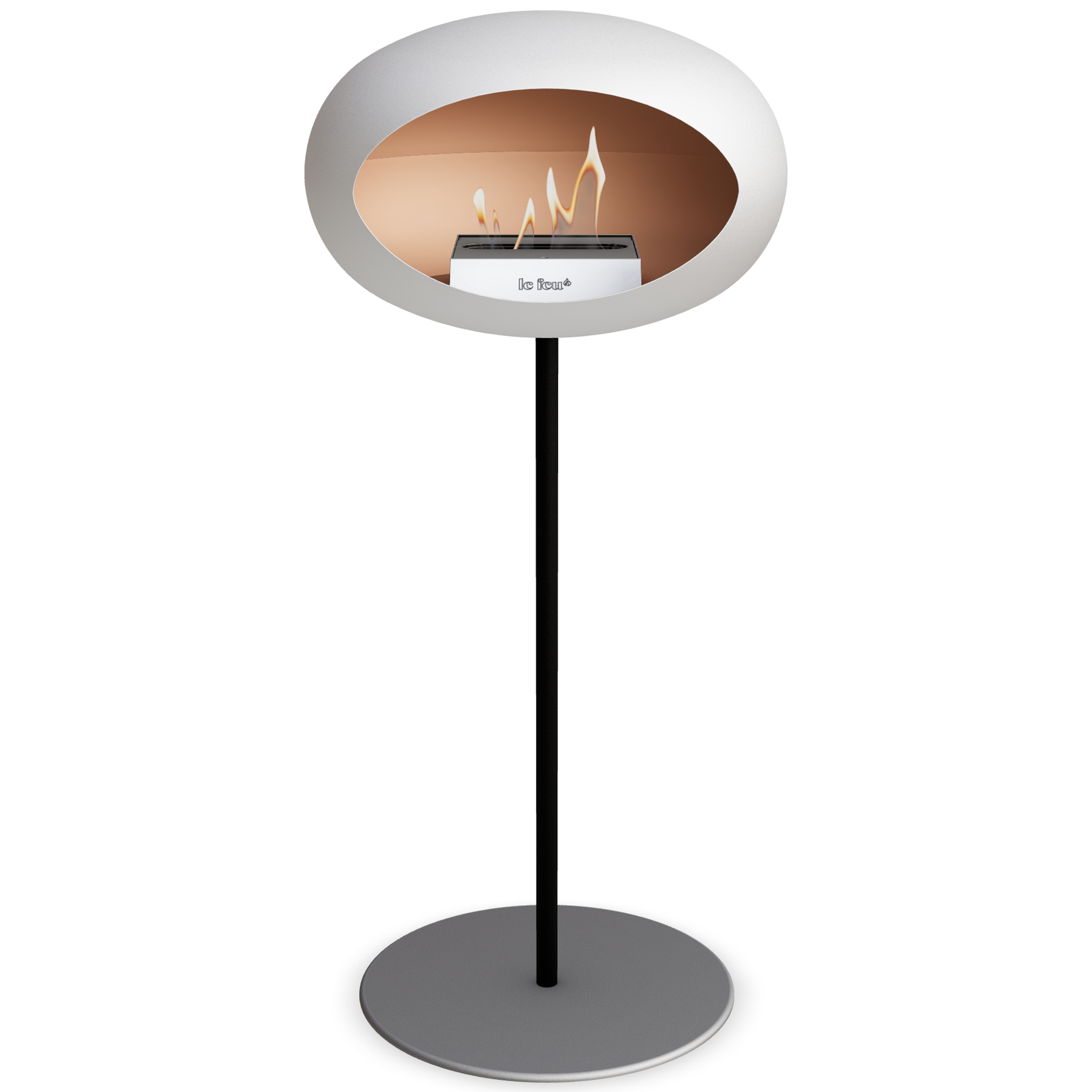 Ground Steel High White Bio Fireplace