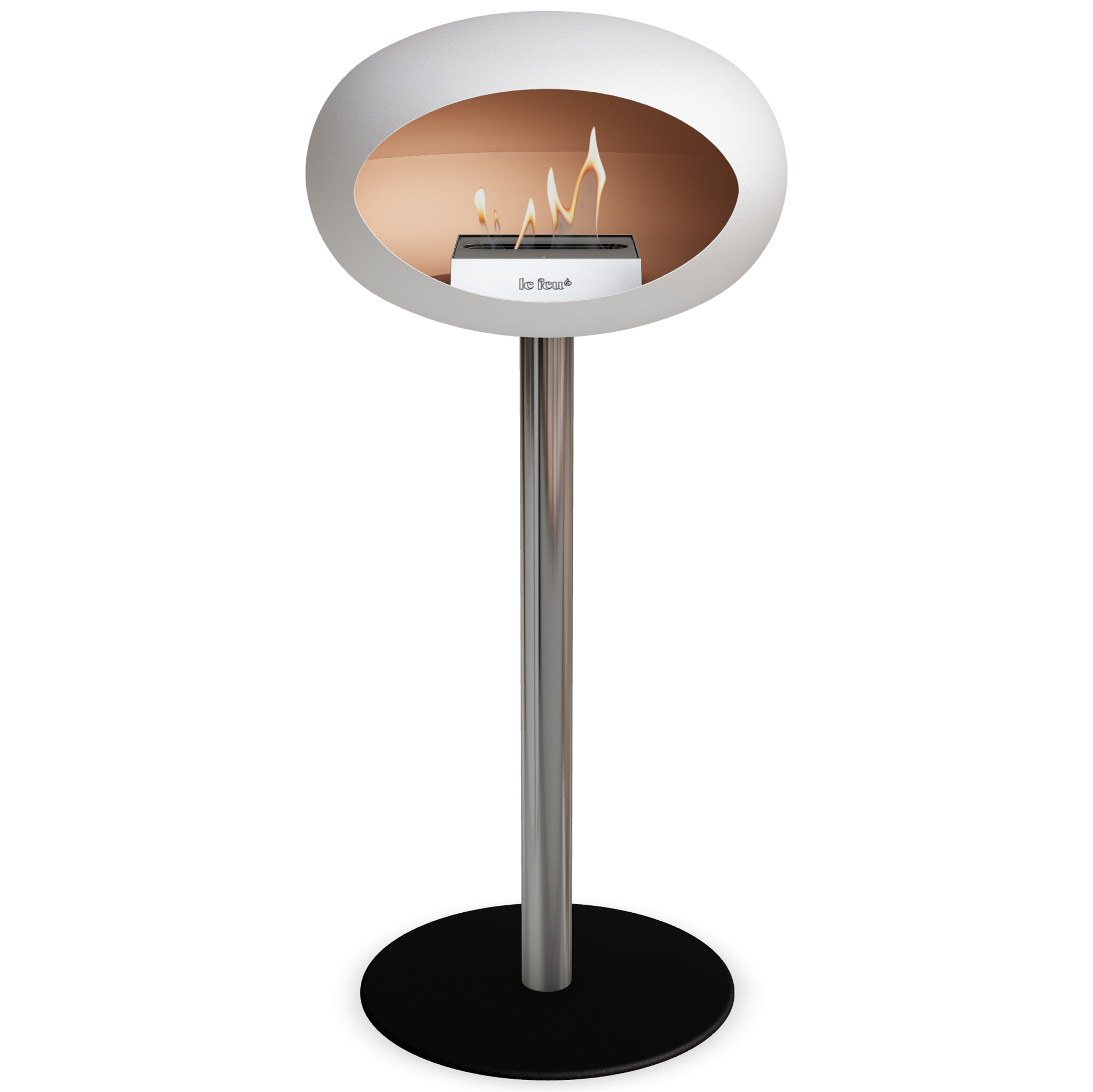 Ground Steel High White Bio Fireplace