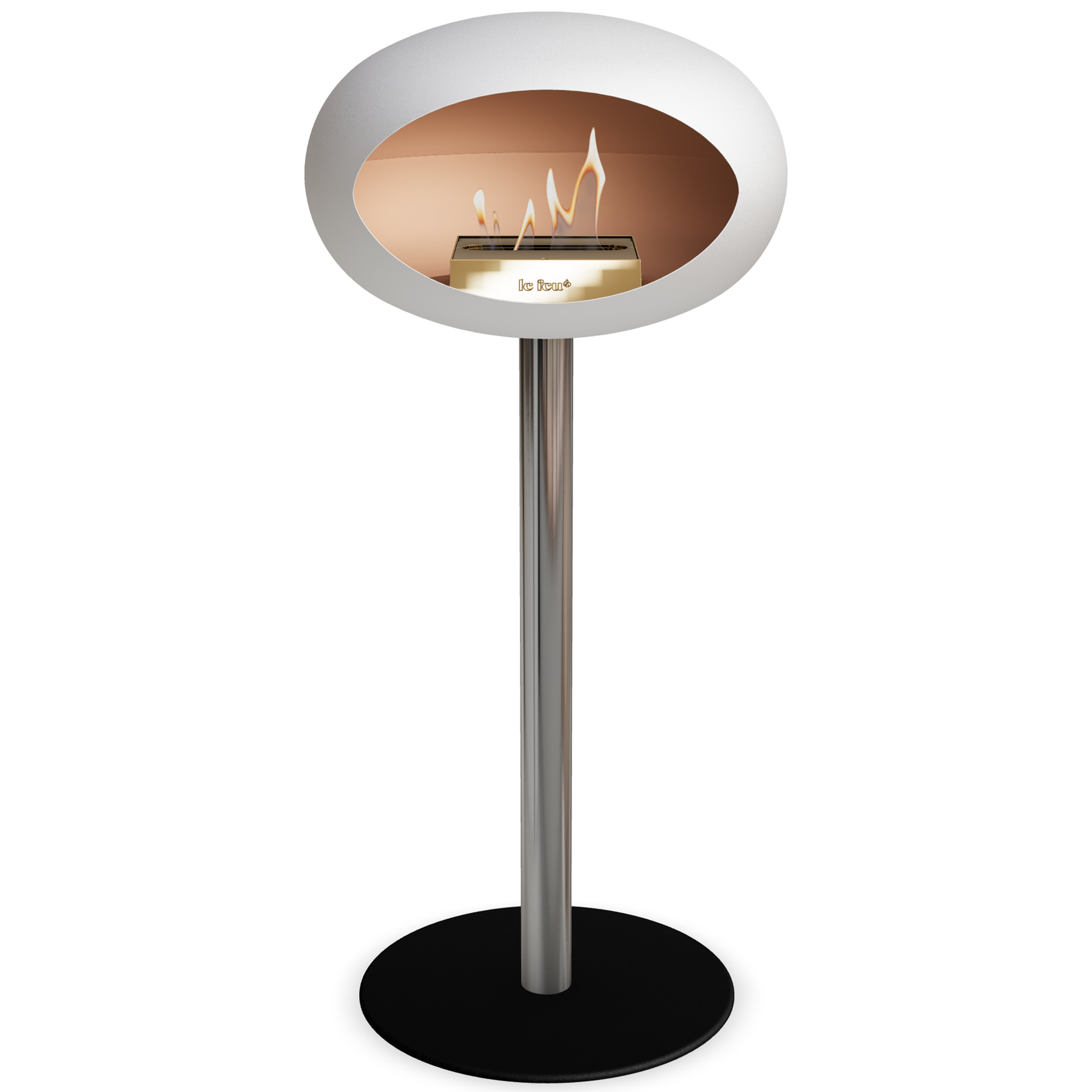 Ground Steel High White Bio Fireplace