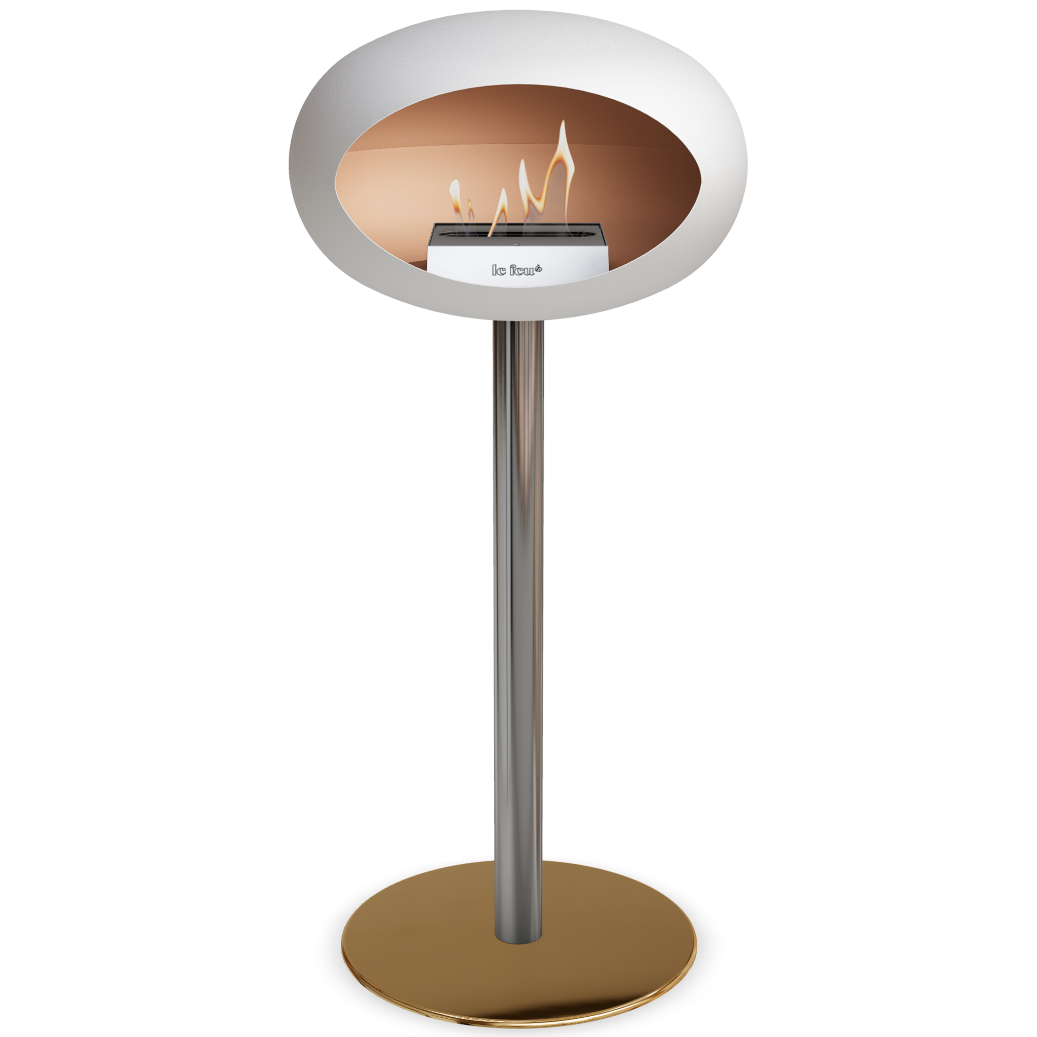 Ground Steel High White Bio Fireplace