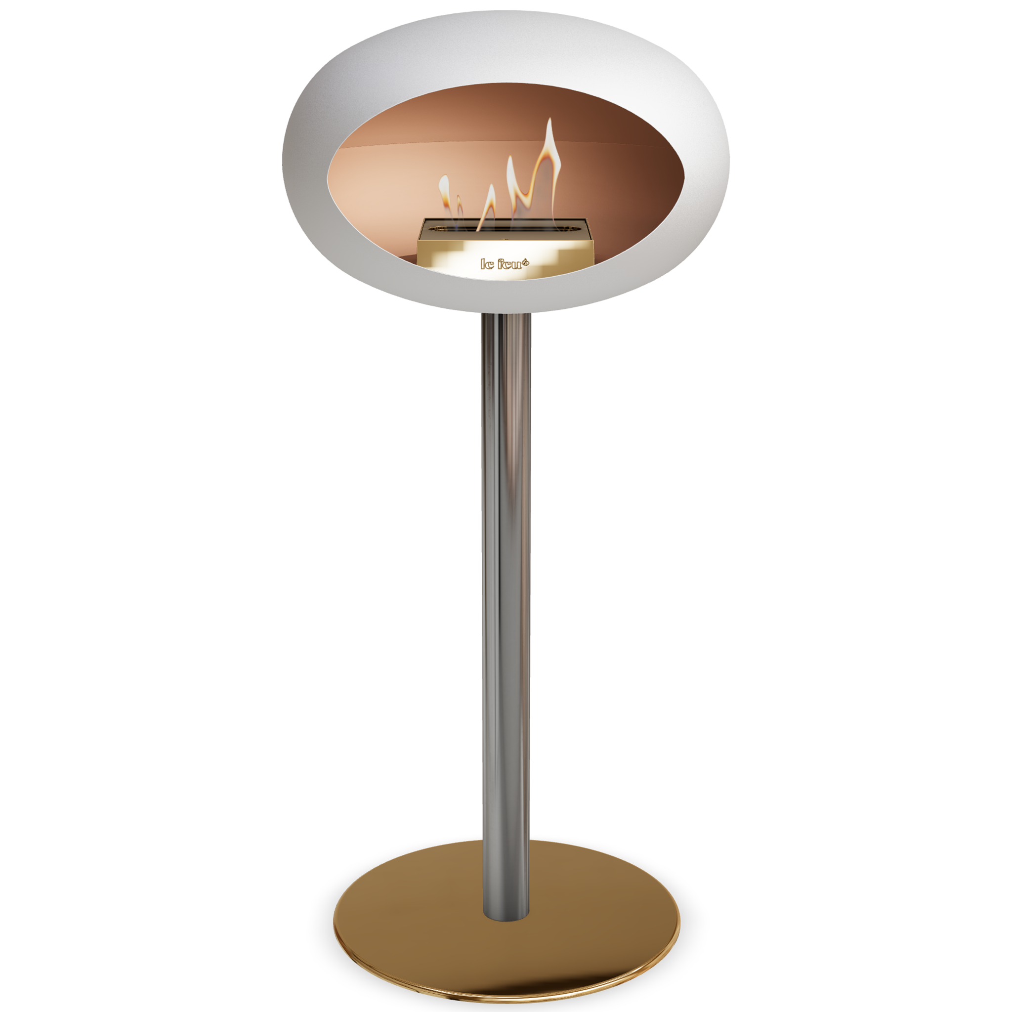 Ground Steel High White Bio Fireplace