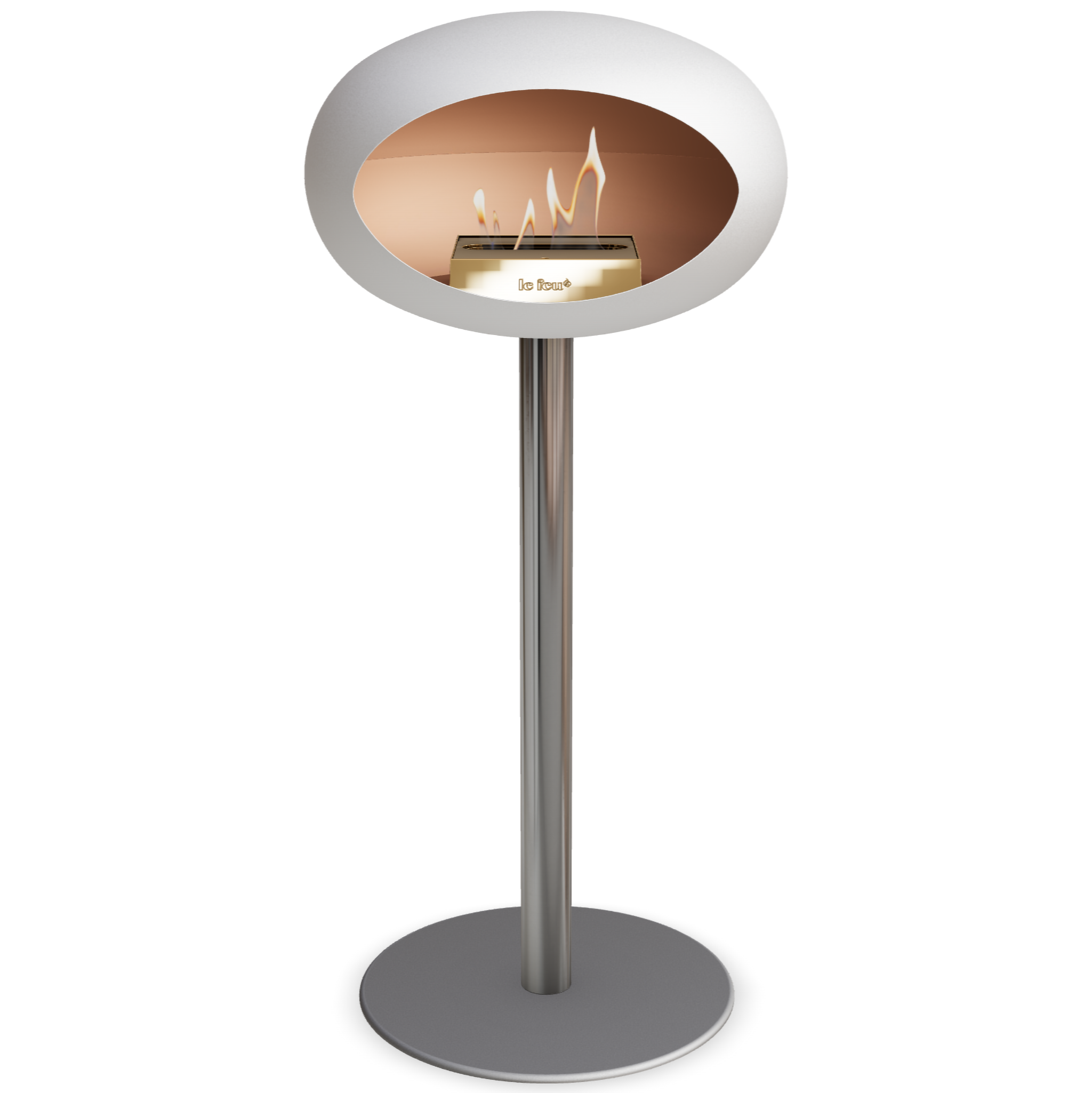Ground Steel High White Bio Fireplace