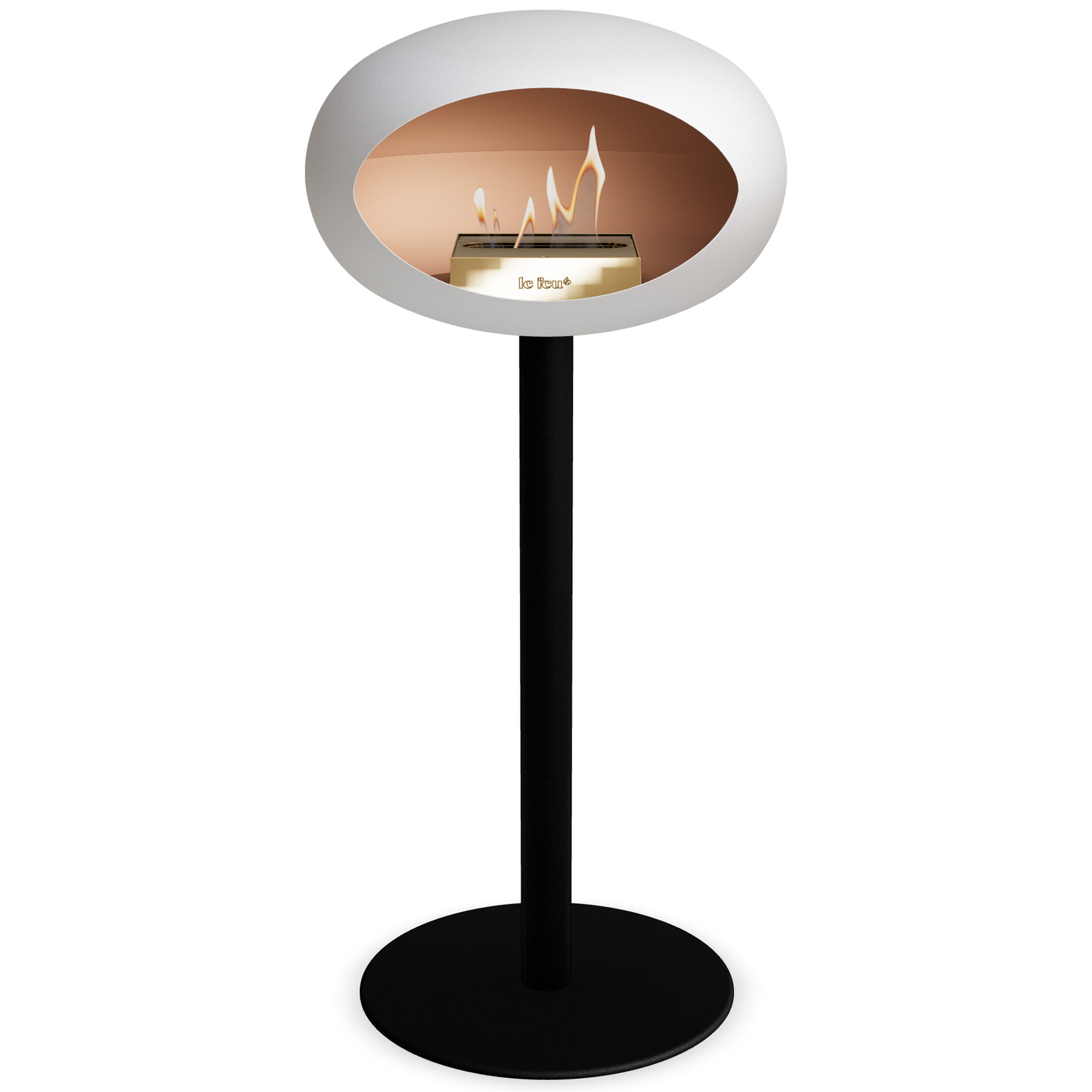 Ground Steel High White Bio Fireplace