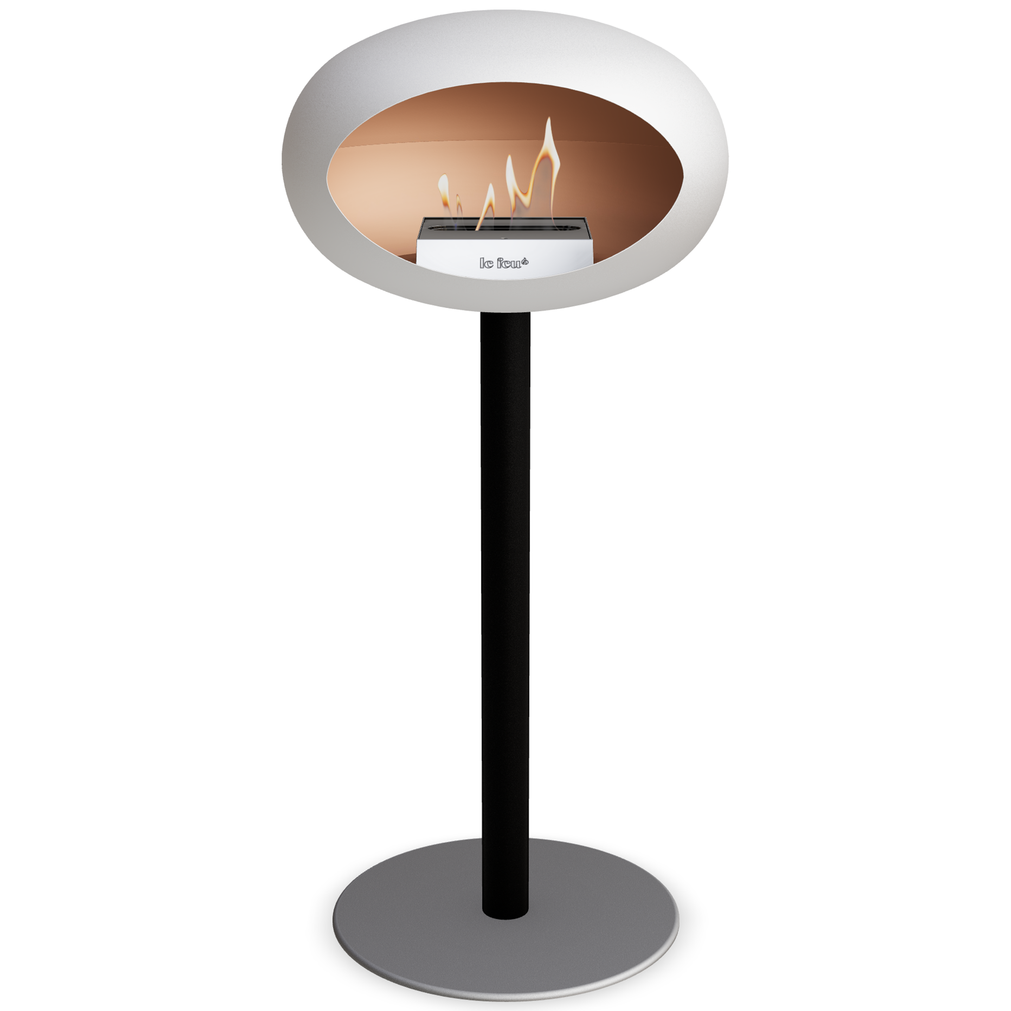 Ground Steel High White Bio Fireplace