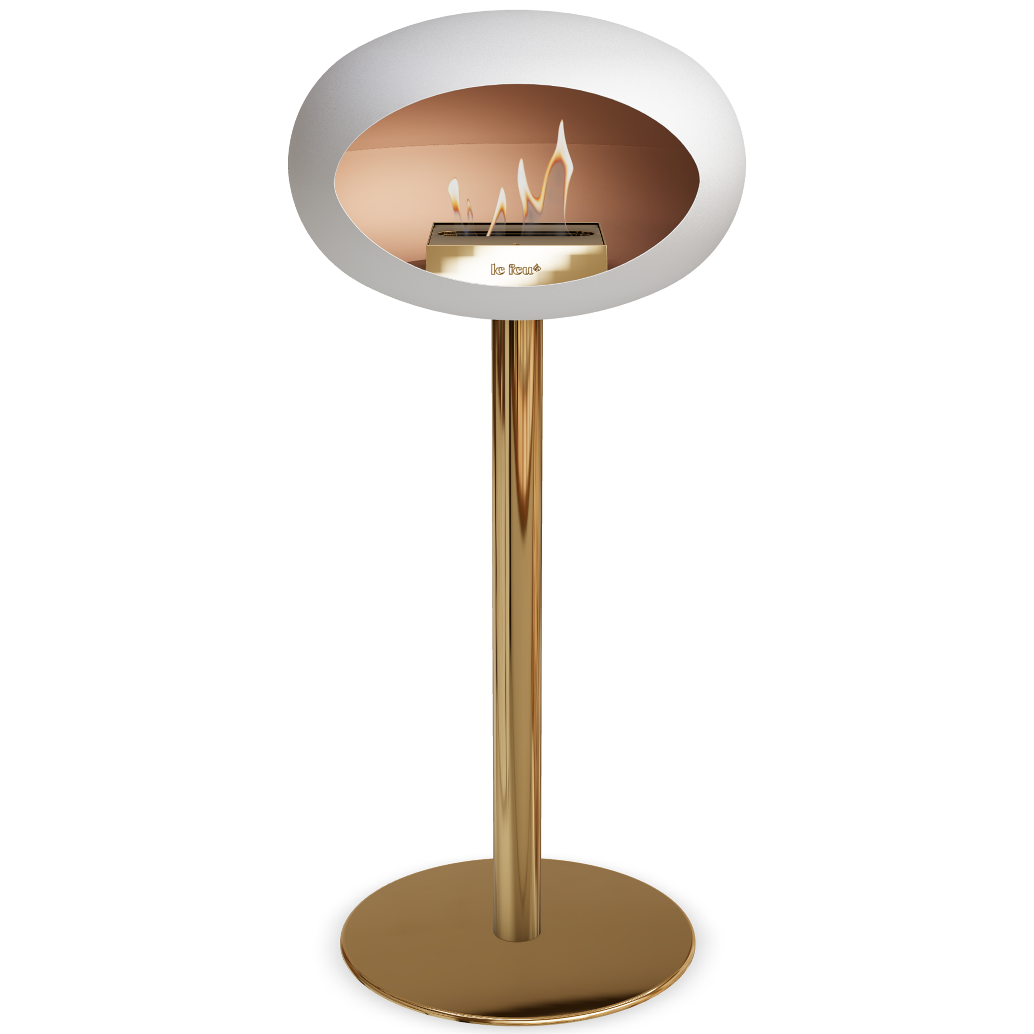 Ground Steel High White Bio Fireplace