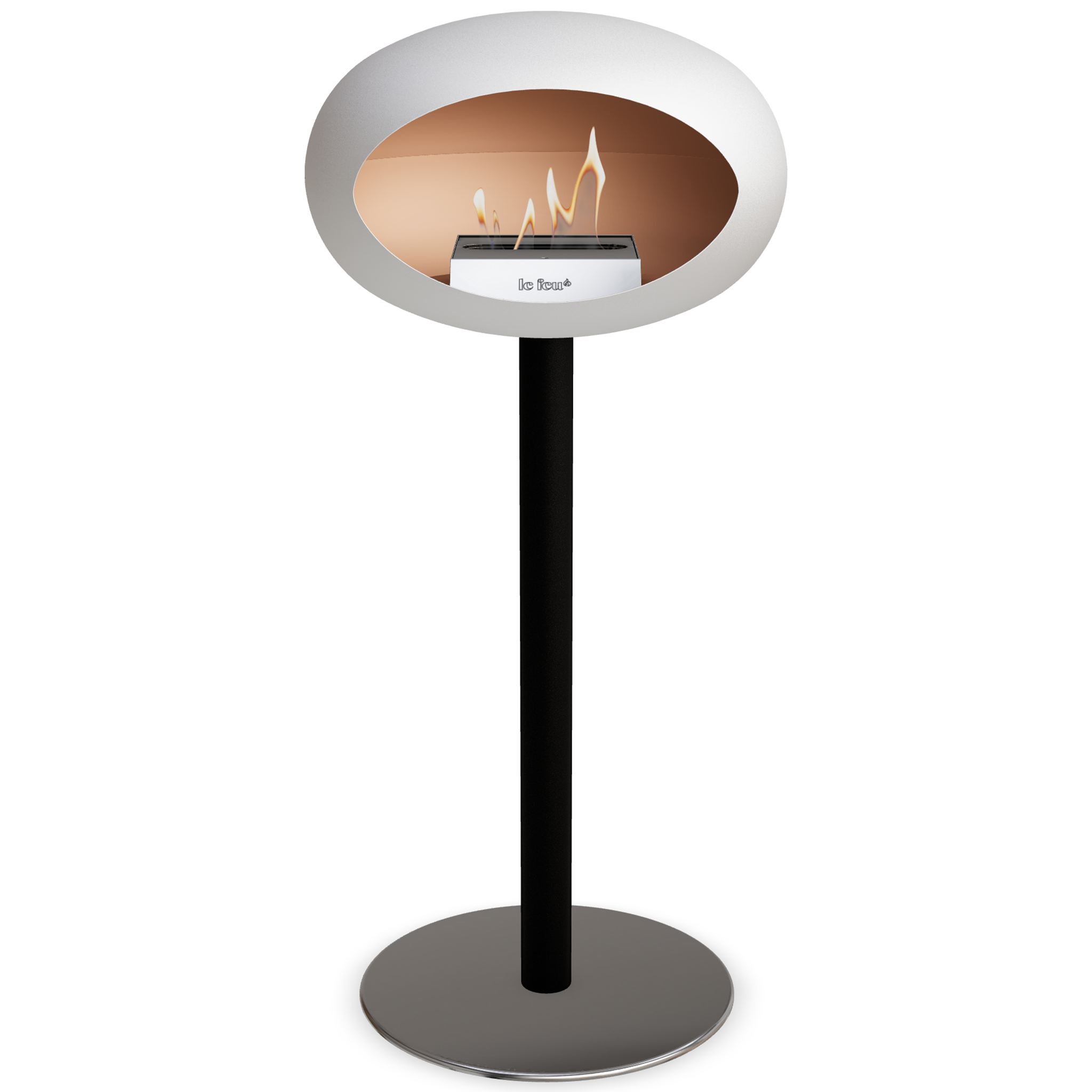Ground Steel High White Bio Fireplace