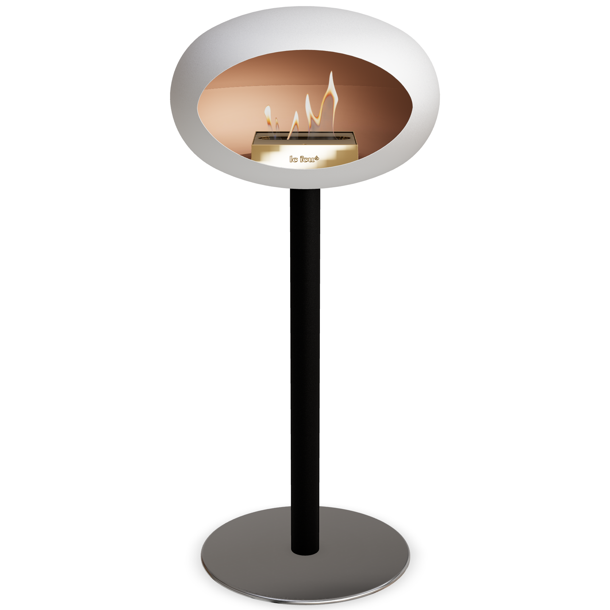 Ground Steel High White Bio Fireplace