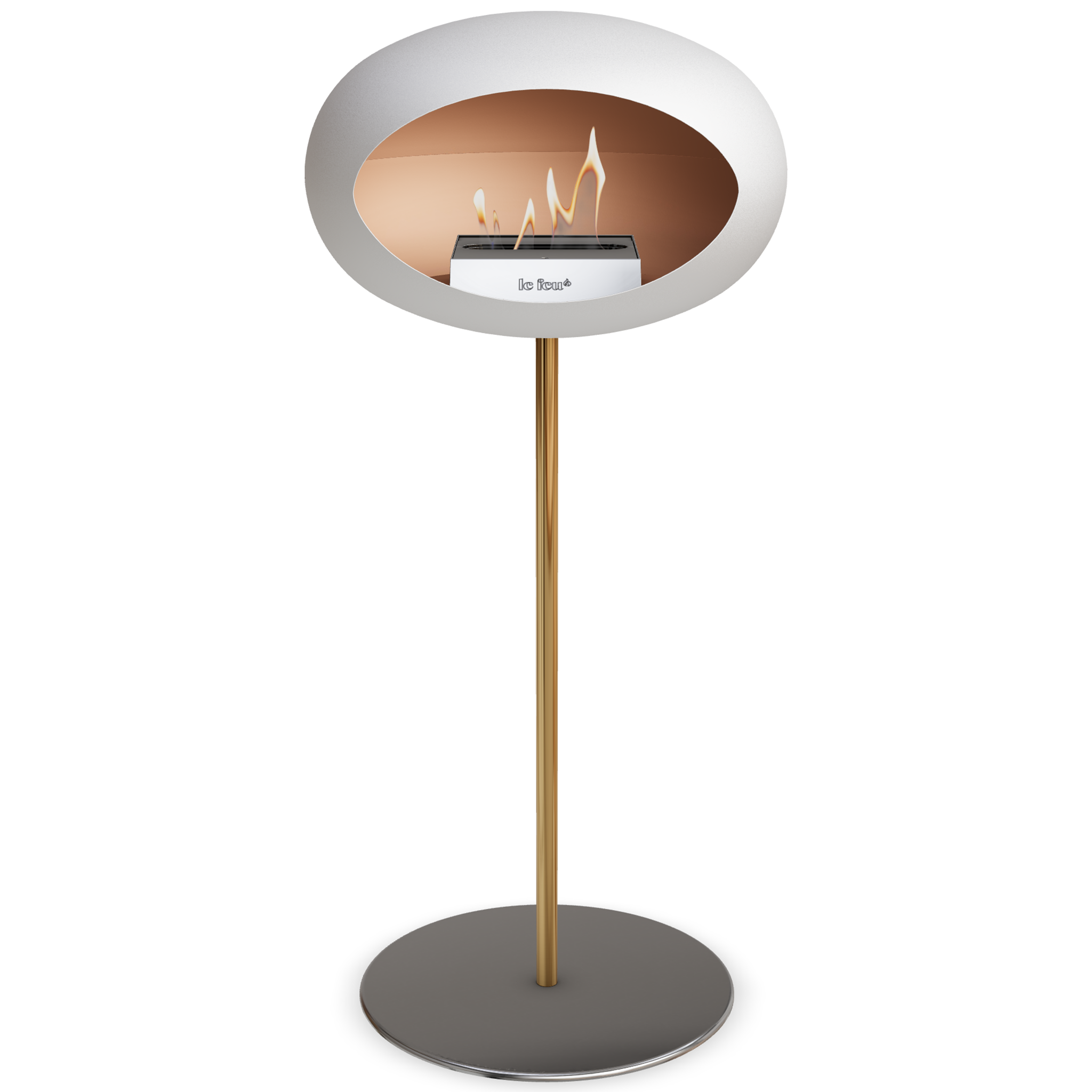 Ground Steel High White Bio Fireplace
