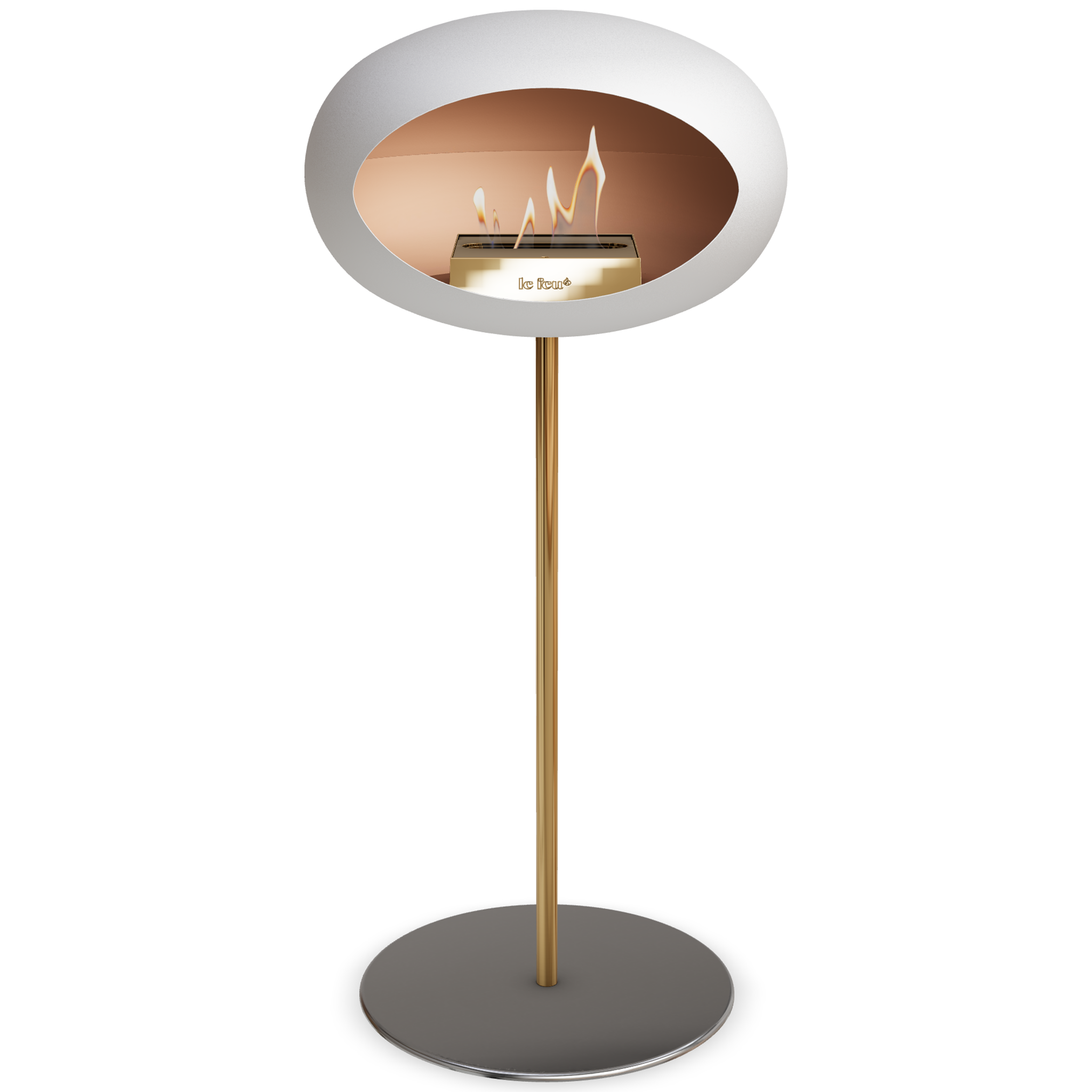 Ground Steel High White Bio Fireplace
