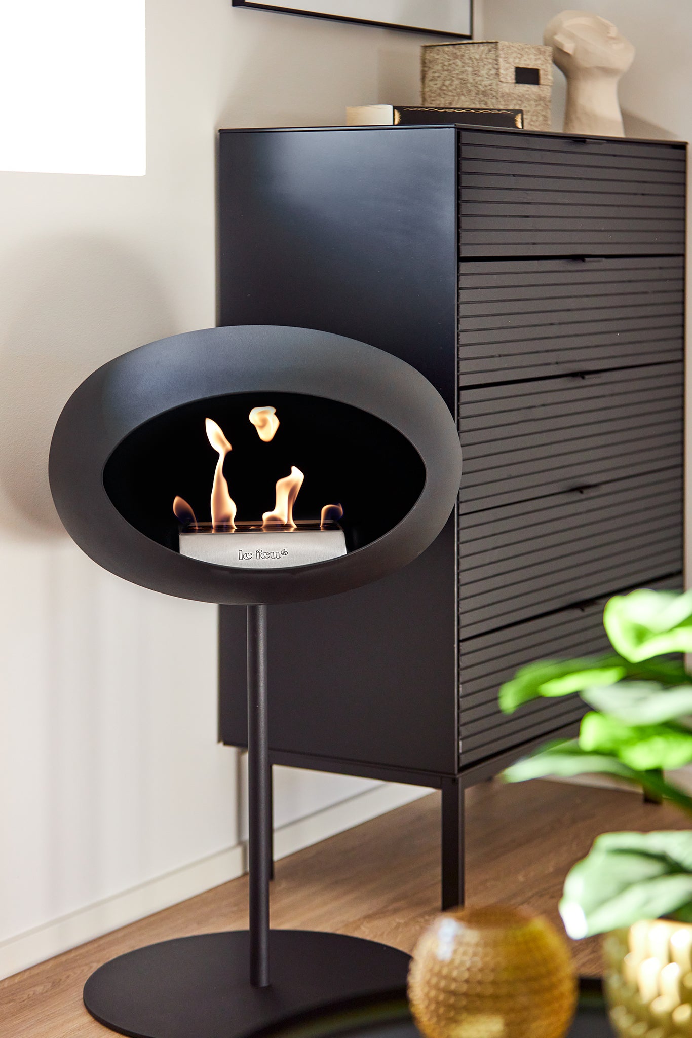 Ground Steel Low Black Bio Fireplace