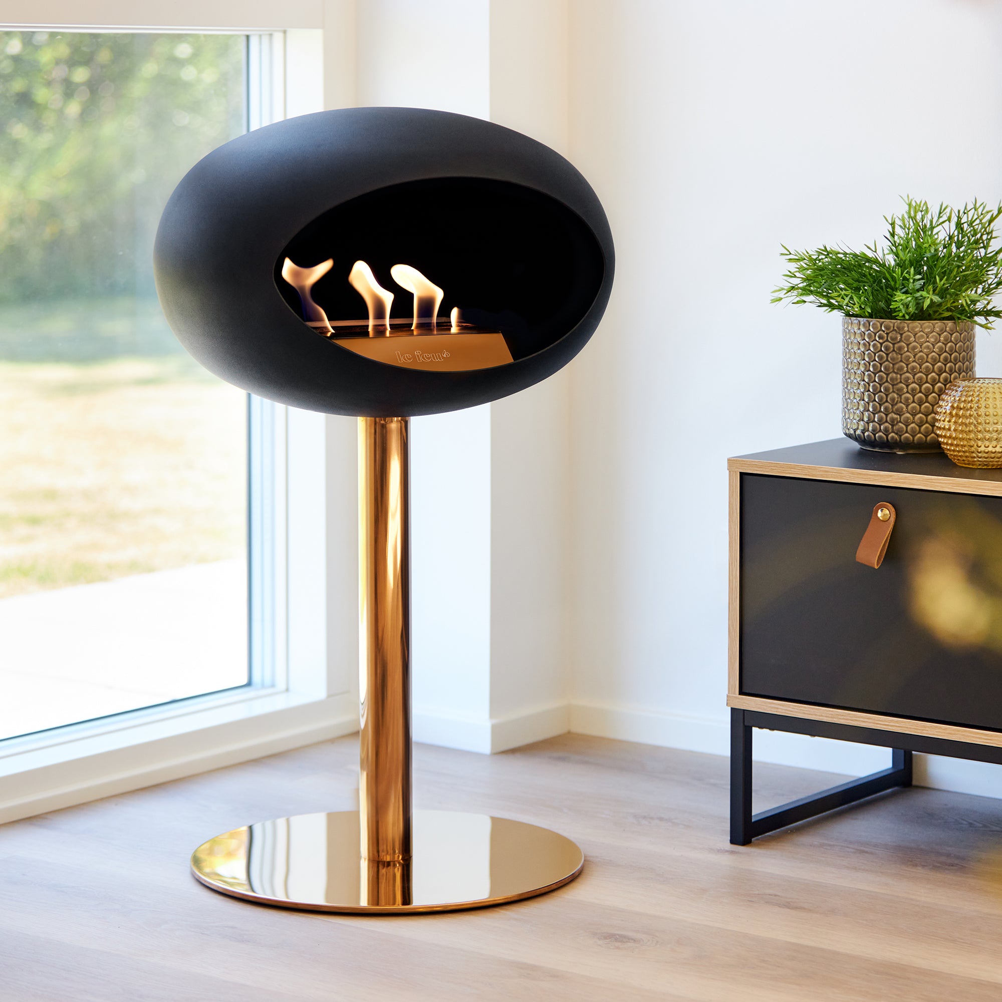 Ground Steel Low Black Bio Fireplace