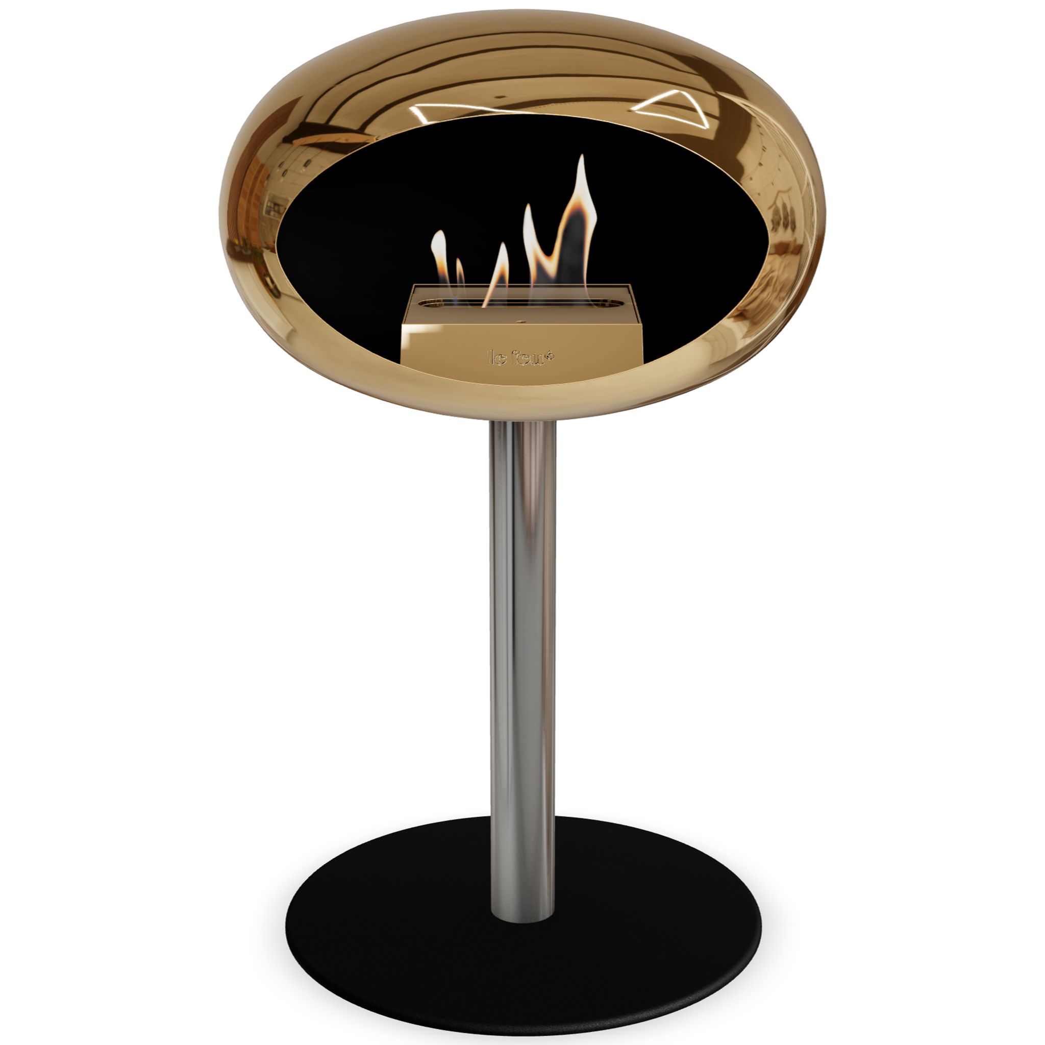 Ground Steel Low Chromed Rose Gold Bio Fireplace with Rose Gold Burner