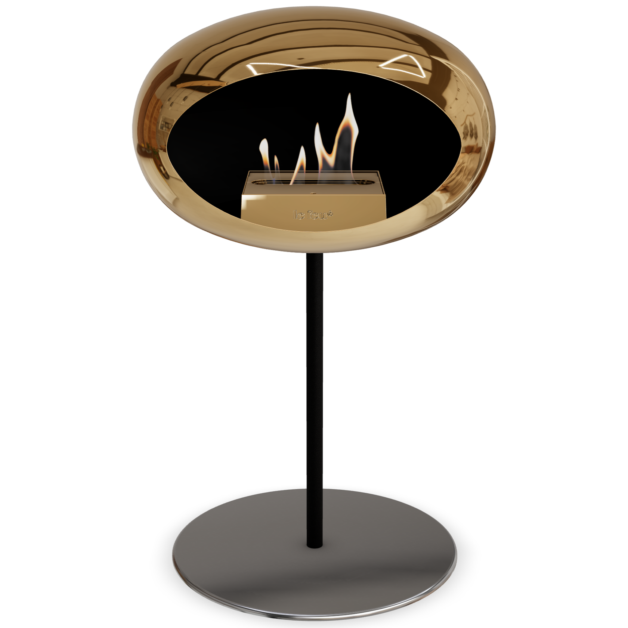 Ground Steel Low Chromed Rose Gold Bio Fireplace with Rose Gold Burner
