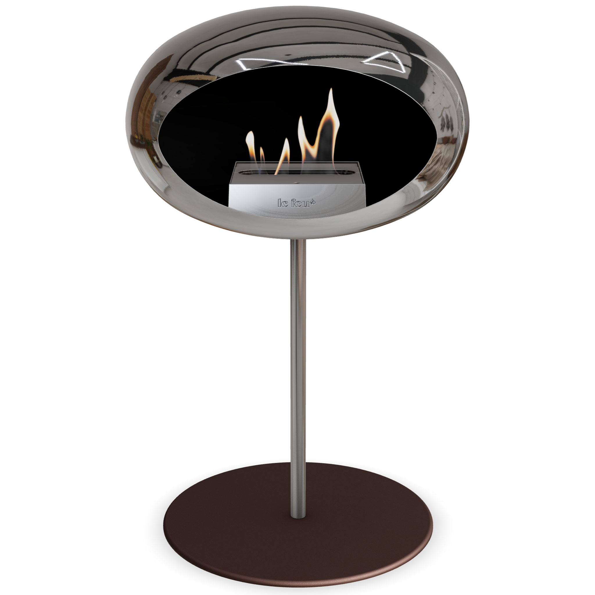 Ground Steel Low Chromed Silver Bio Fireplace with Steel Burner