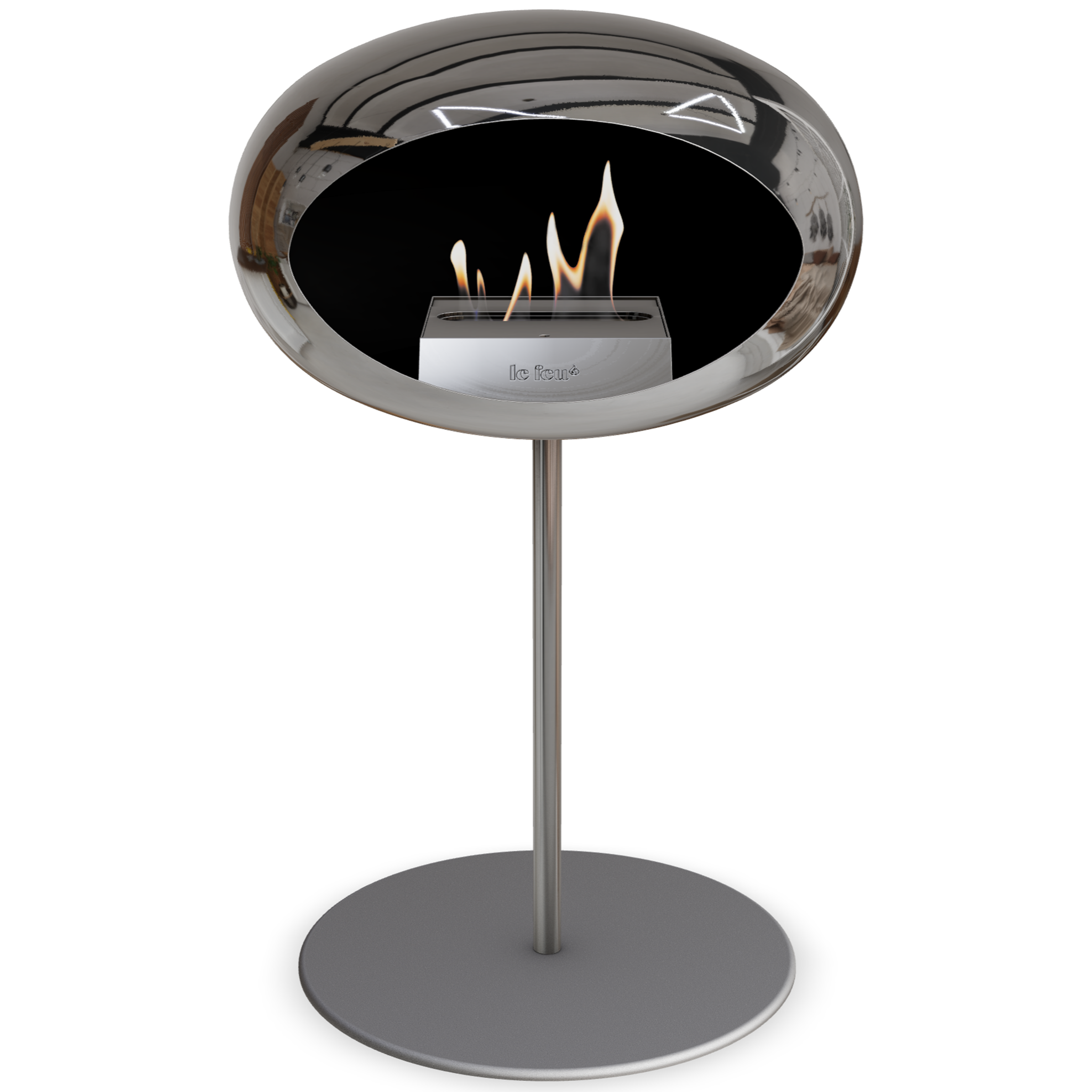 Ground Steel Low Chromed Silver Bio Fireplace with Steel Burner