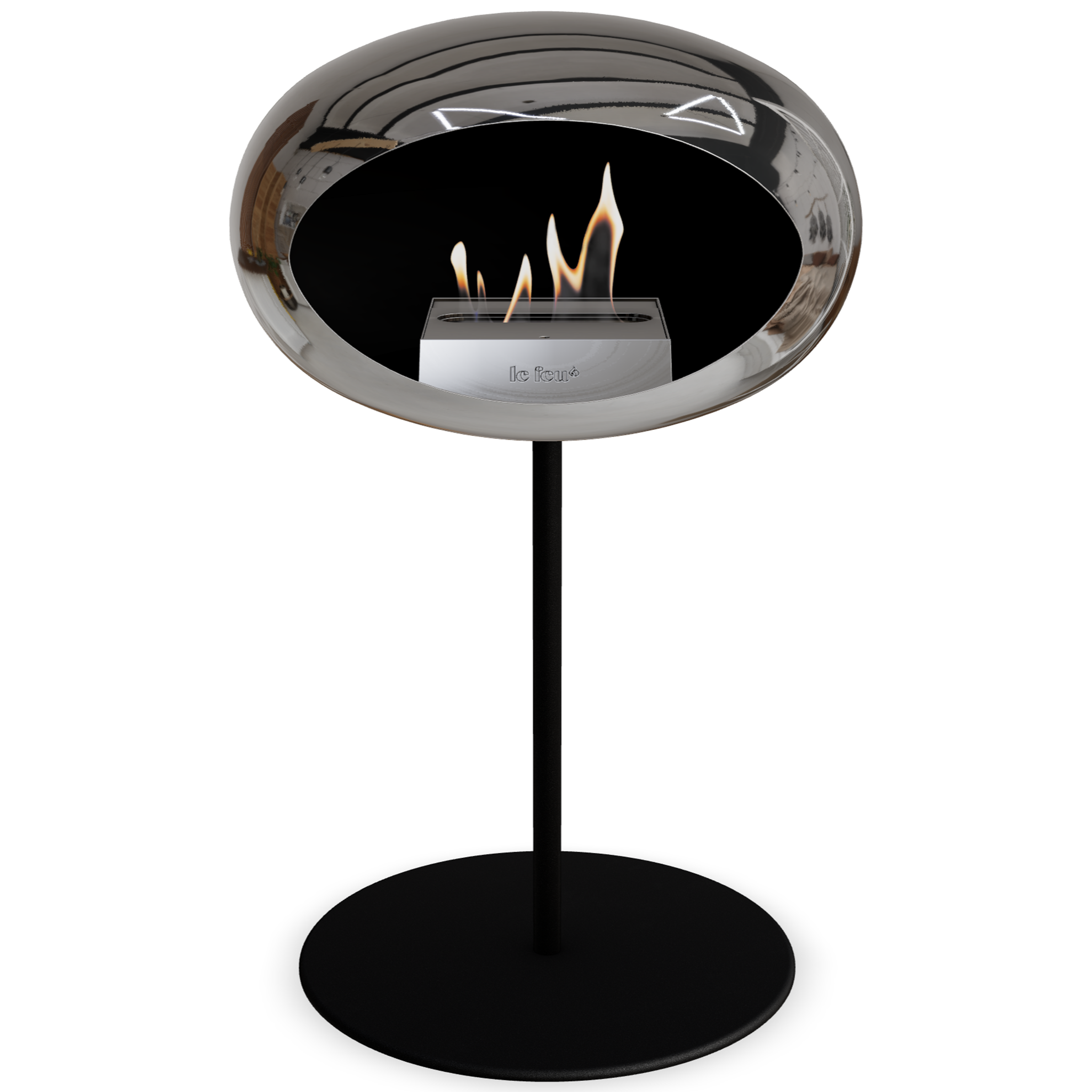 Ground Steel Low Chromed Silver Bio Fireplace with Steel Burner