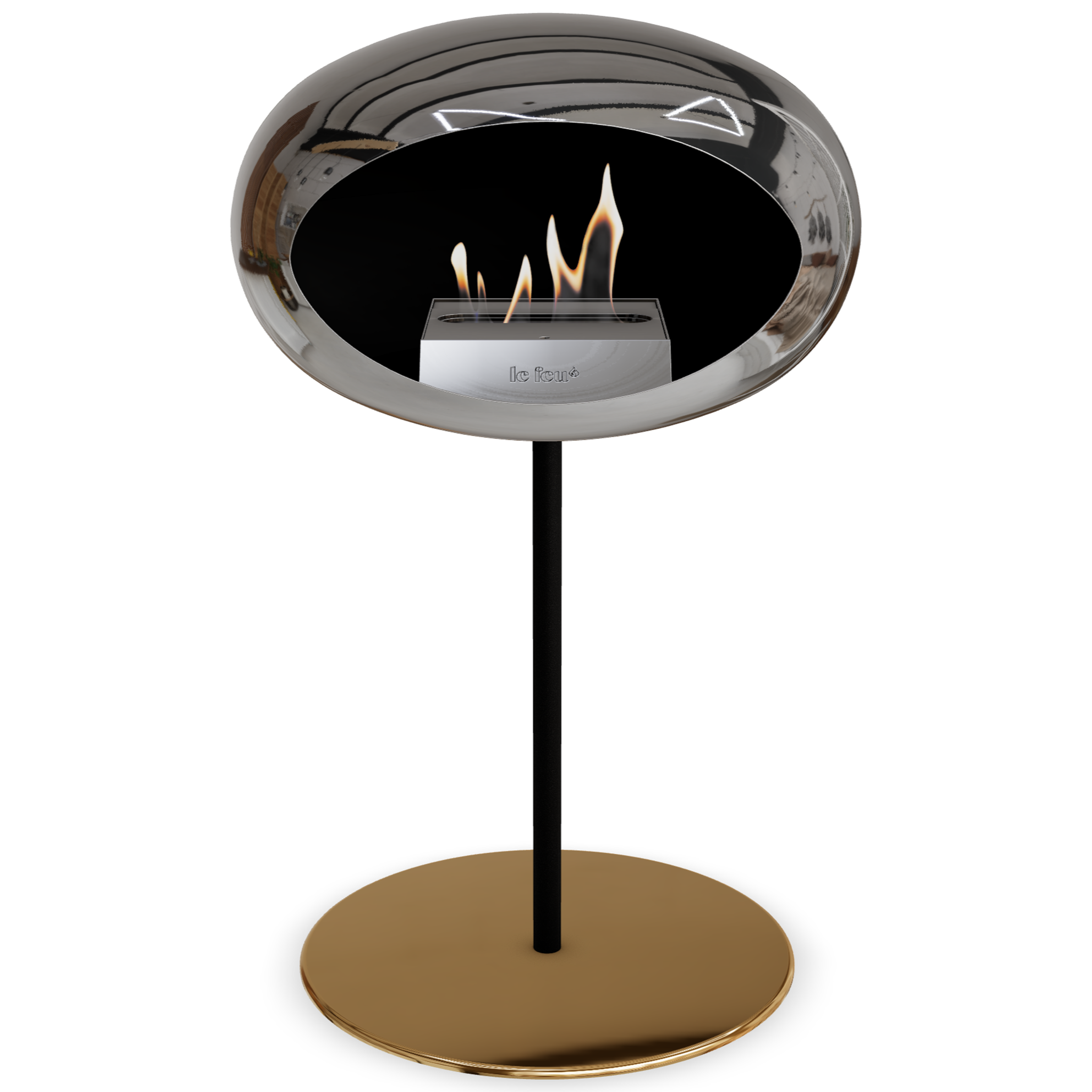 Ground Steel Low Chromed Silver Bio Fireplace with Steel Burner
