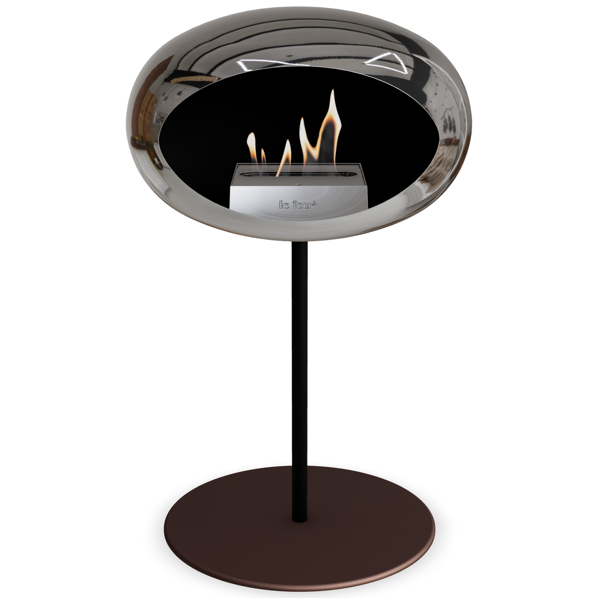 Ground Steel Low Chromed Silver Bio Fireplace with Steel Burner