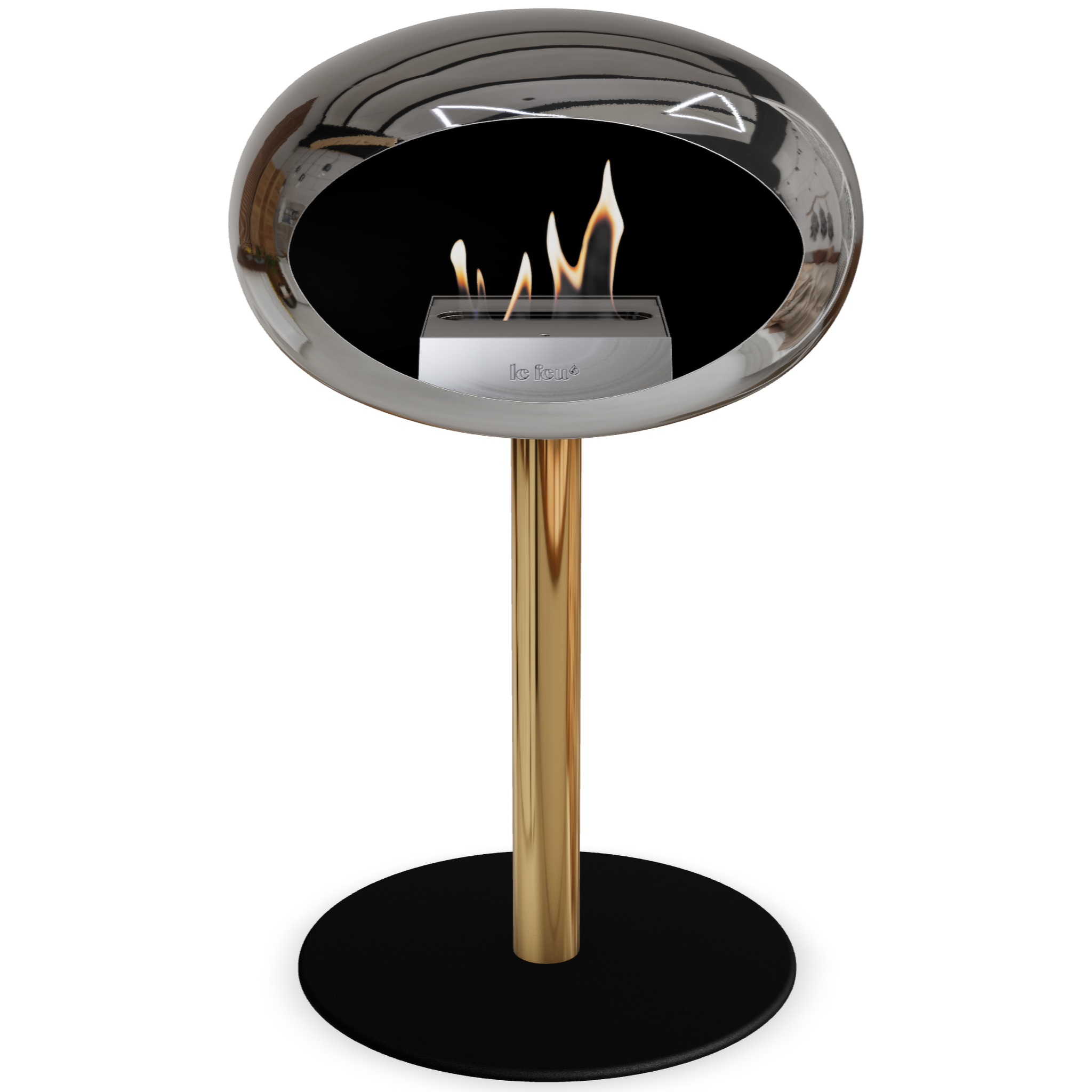 Ground Steel Low Chromed Silver Bio Fireplace with Steel Burner