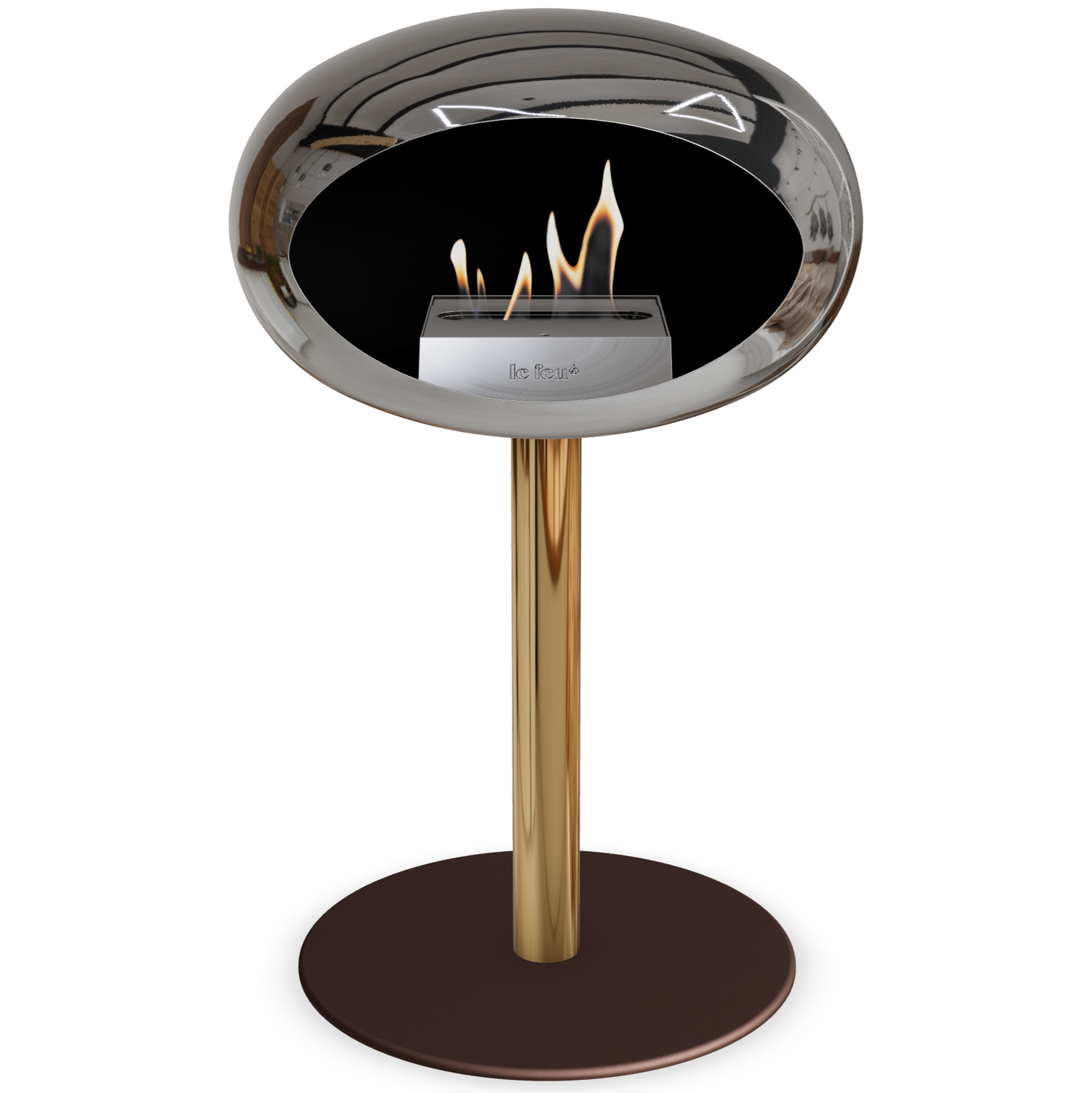 Ground Steel Low Chromed Silver Bio Fireplace with Steel Burner