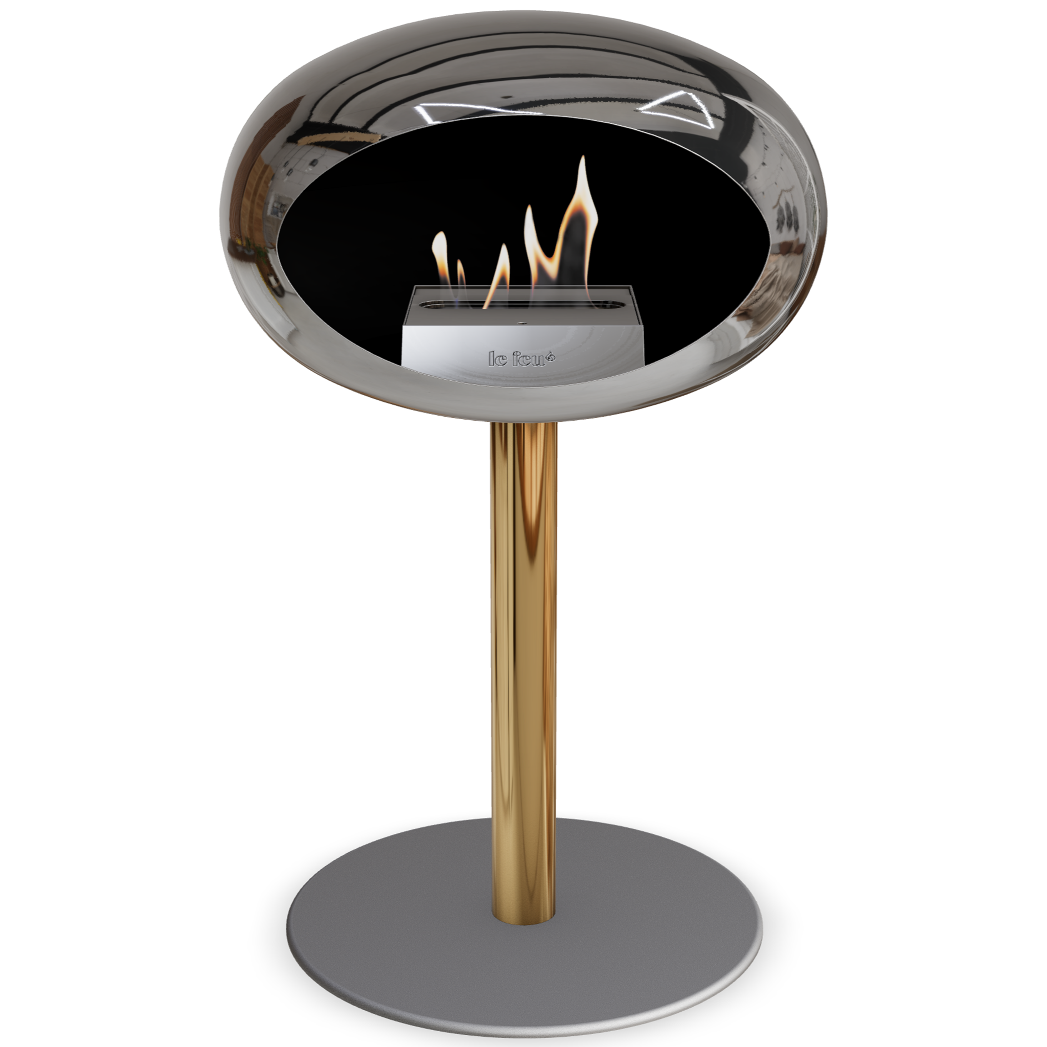 Ground Steel Low Chromed Silver Bio Fireplace with Steel Burner