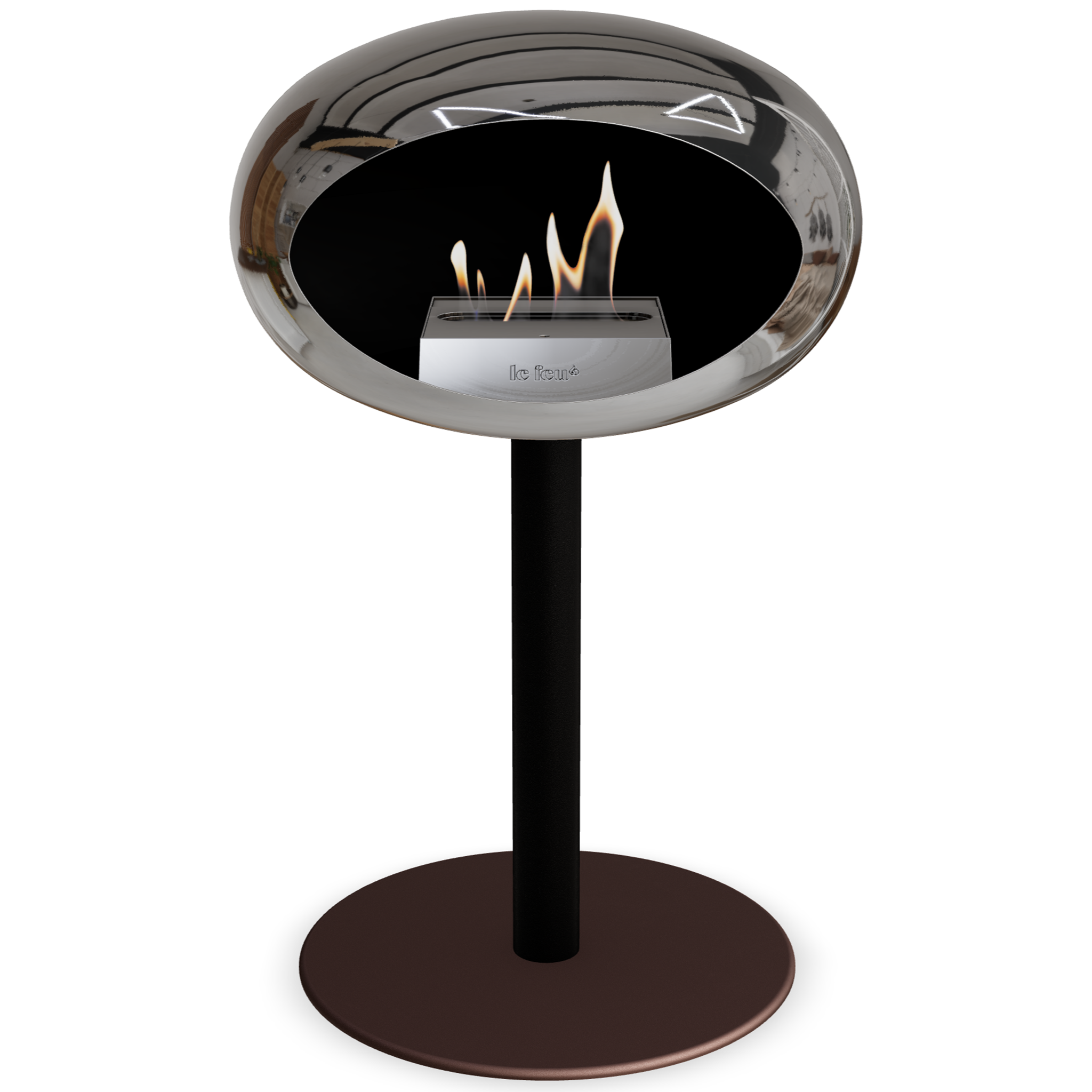 Ground Steel Low Chromed Silver Bio Fireplace with Steel Burner