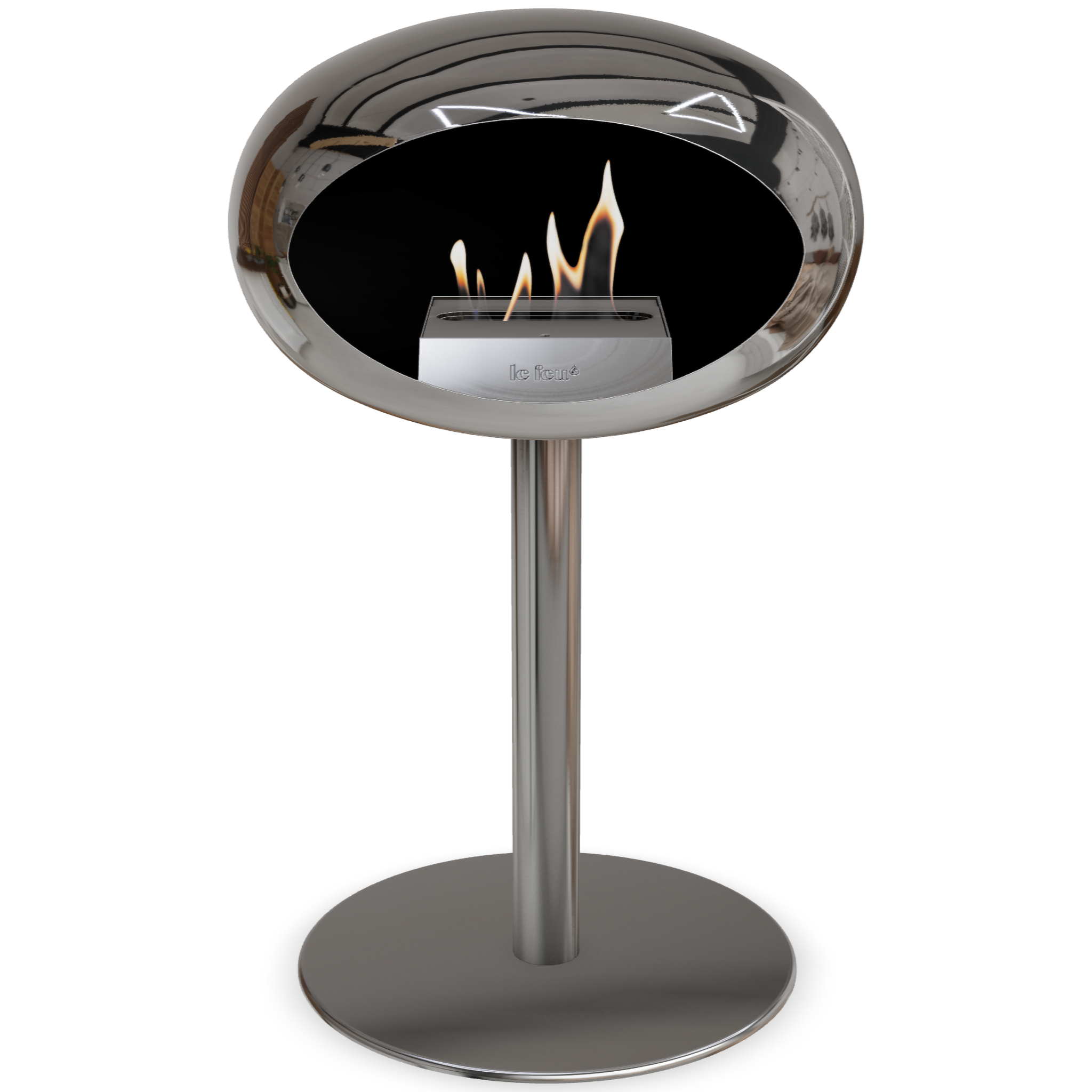 Ground Steel Low Chromed Silver Bio Fireplace with Steel Burner