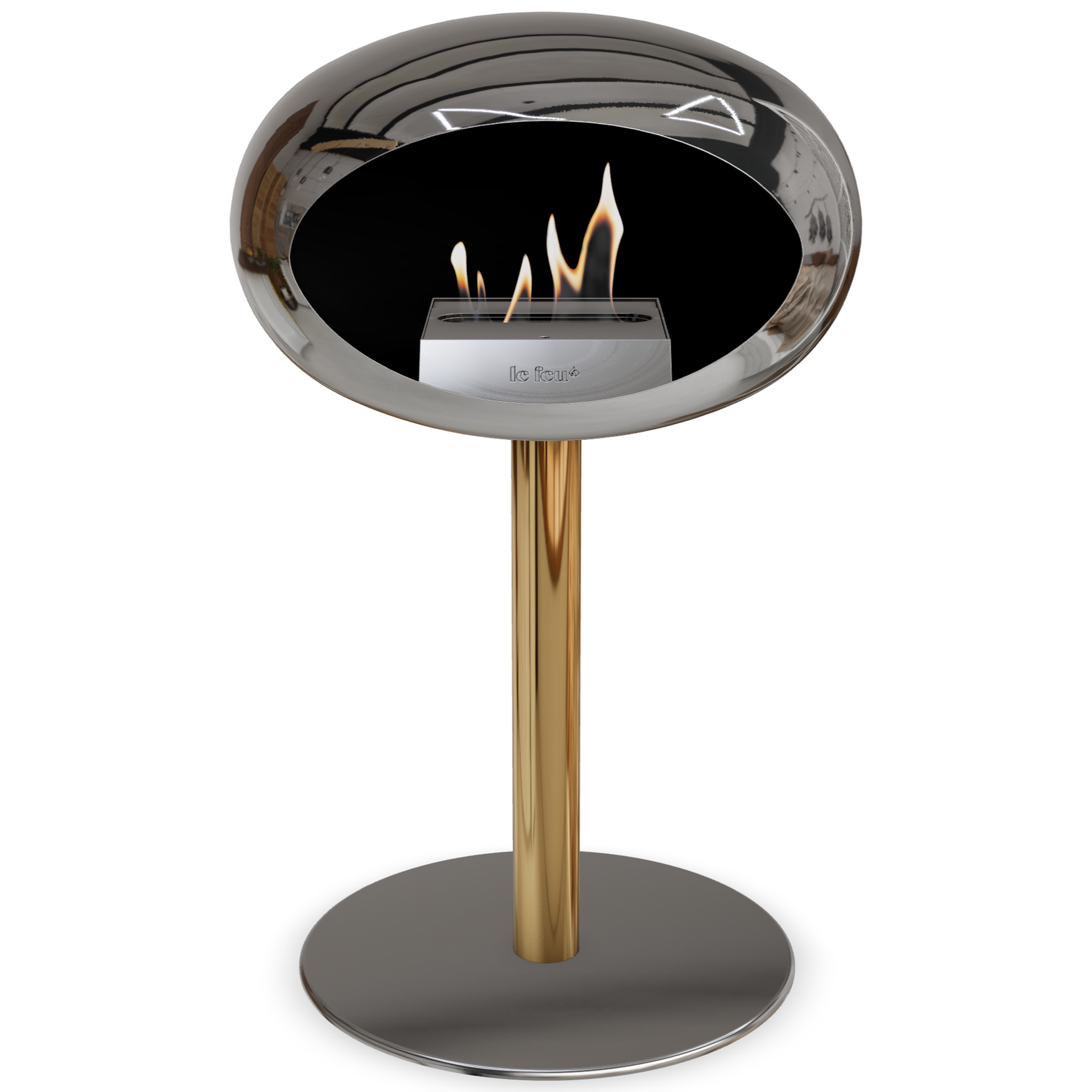Ground Steel Low Chromed Silver Bio Fireplace with Steel Burner