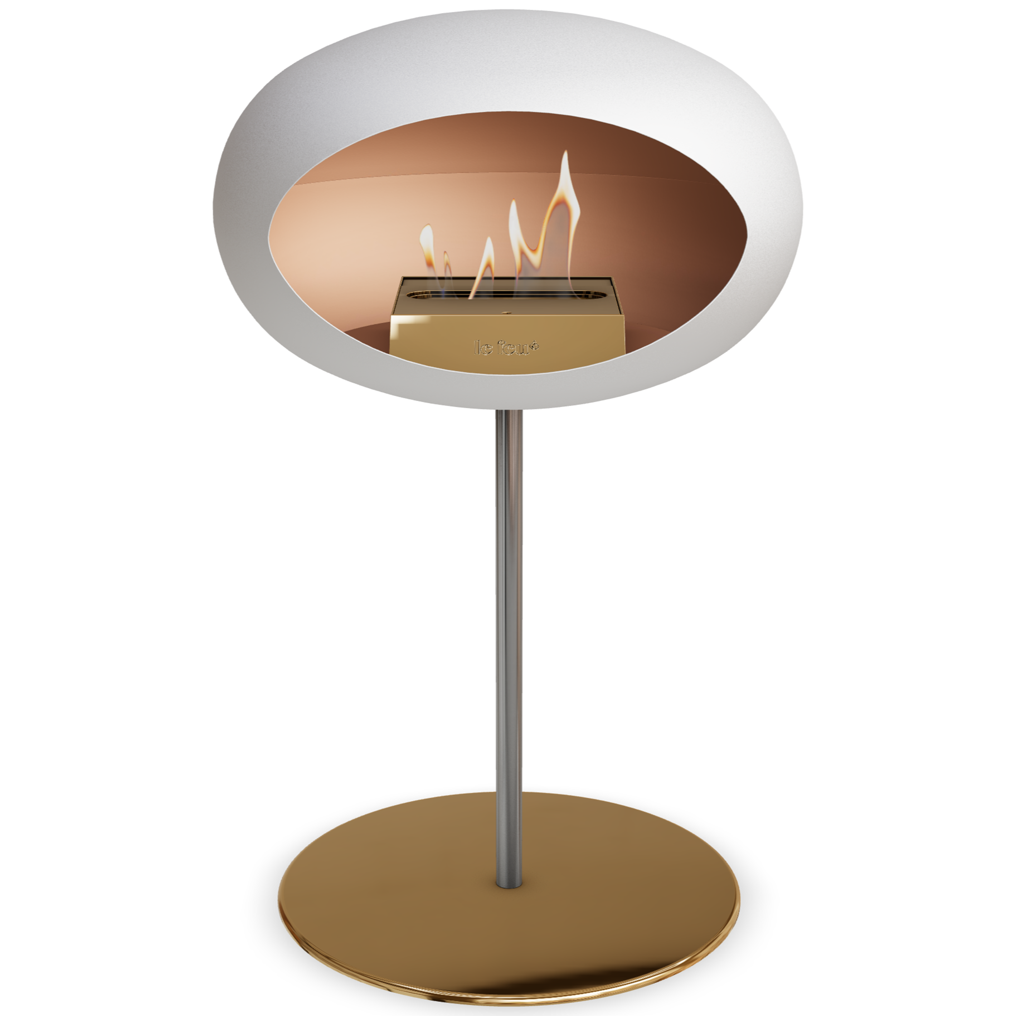 Ground Steel Low White Bio Fireplace