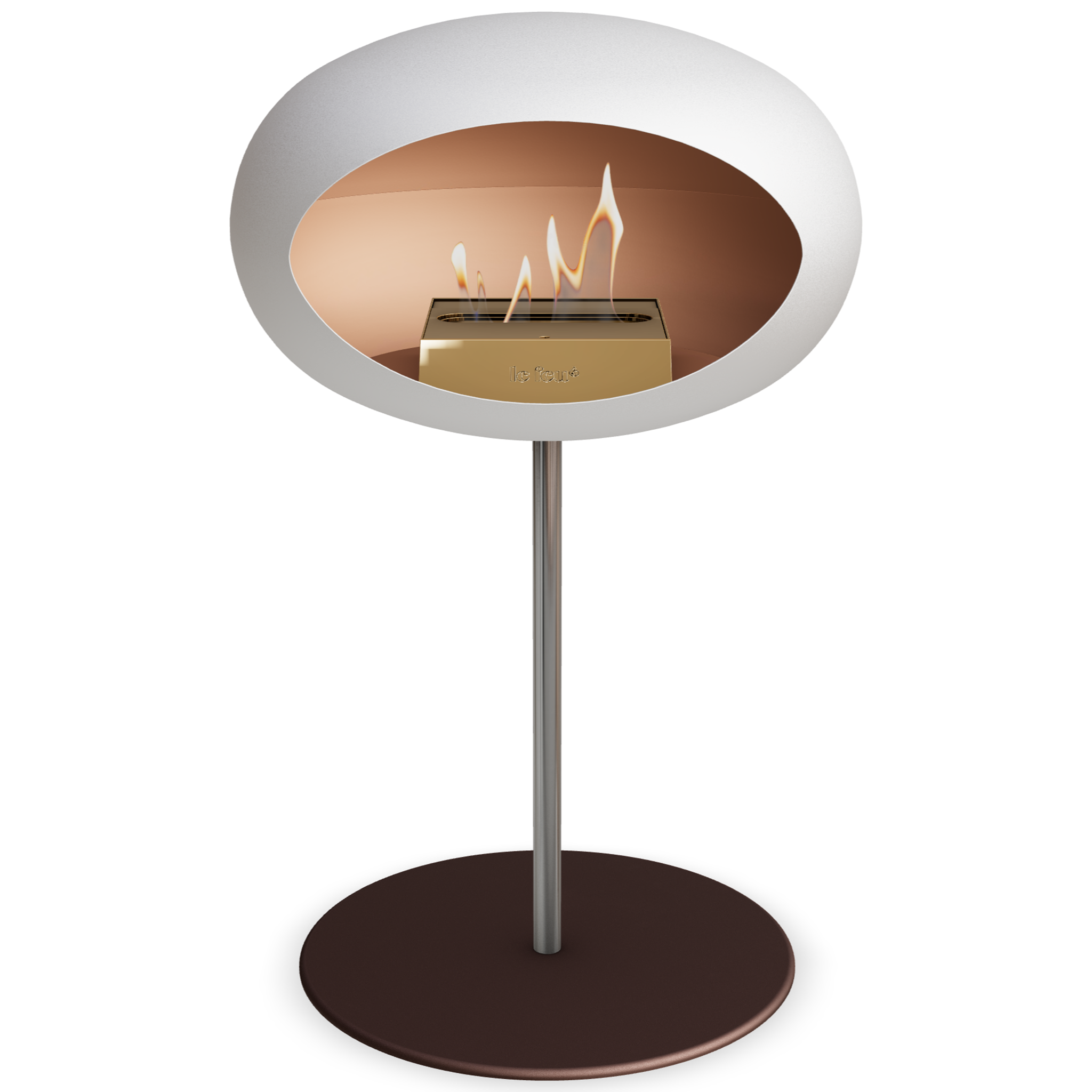 Ground Steel Low White Bio Fireplace