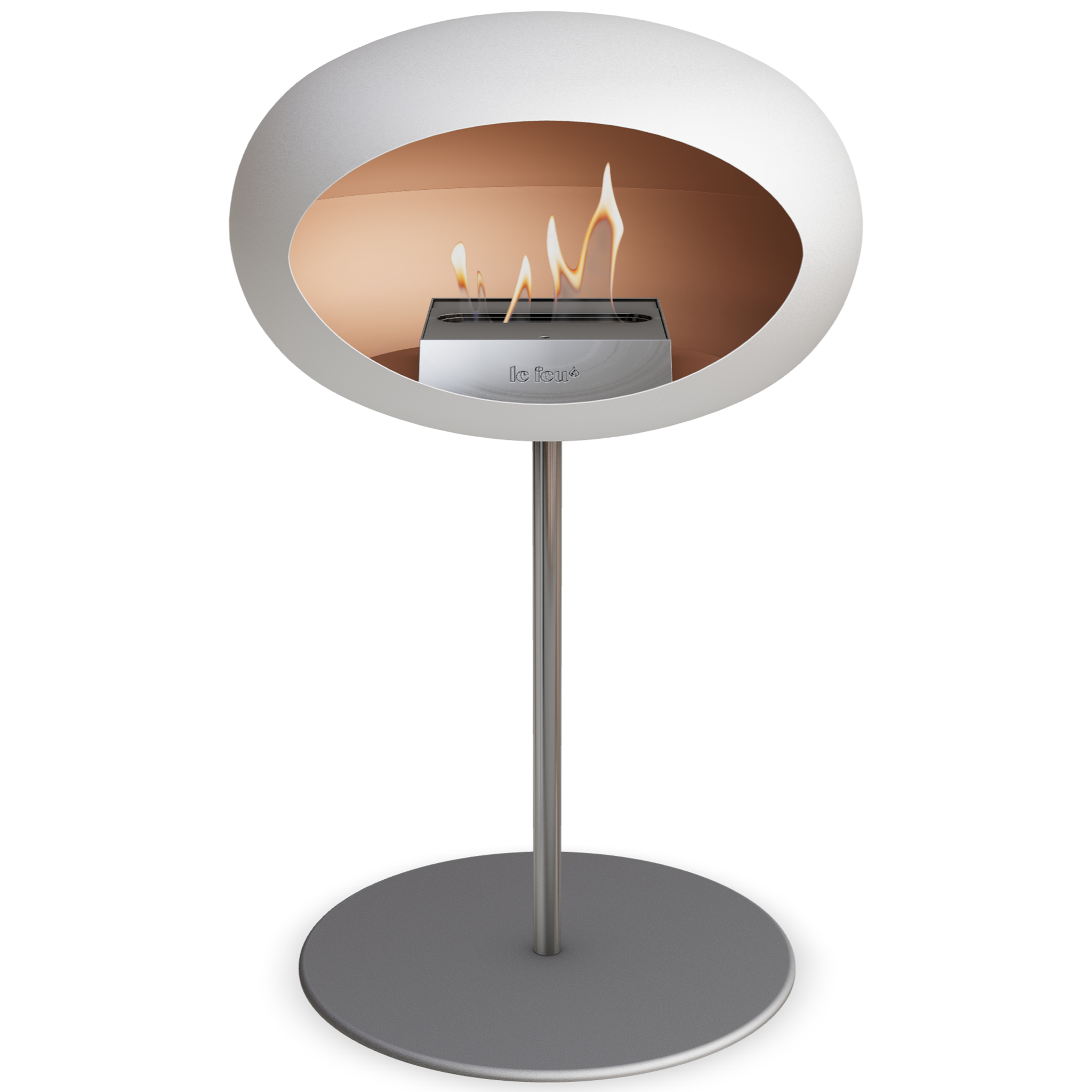 Ground Steel Low White Bio Fireplace