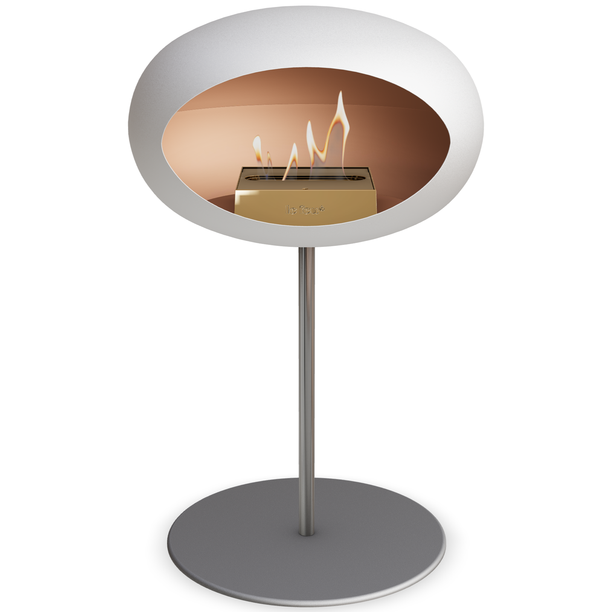 Ground Steel Low White Bio Fireplace