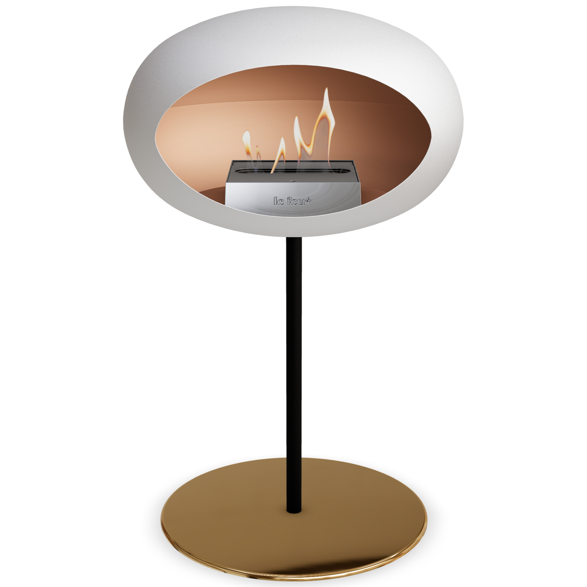 Ground Steel Low White Bio Fireplace