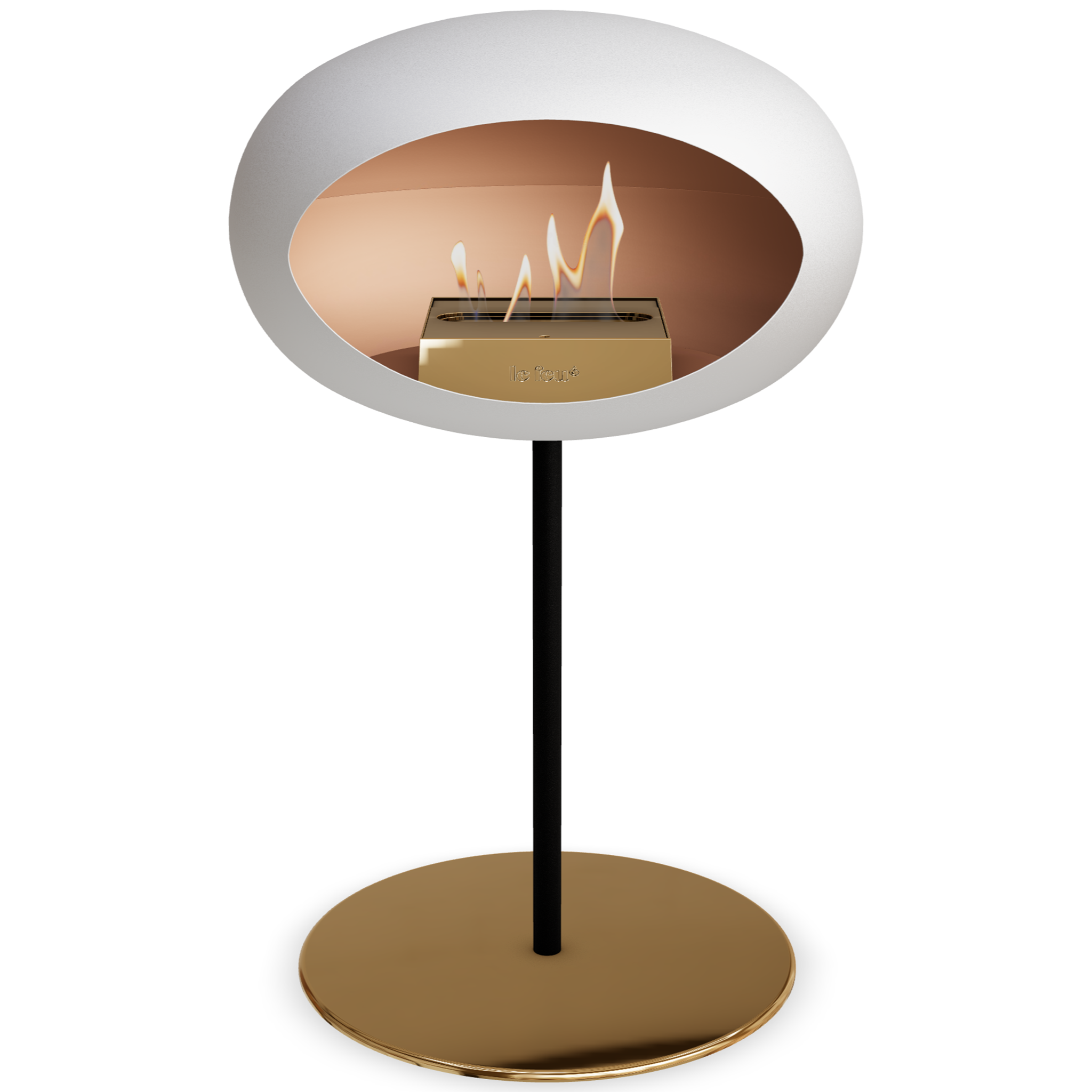 Ground Steel Low White Bio Fireplace