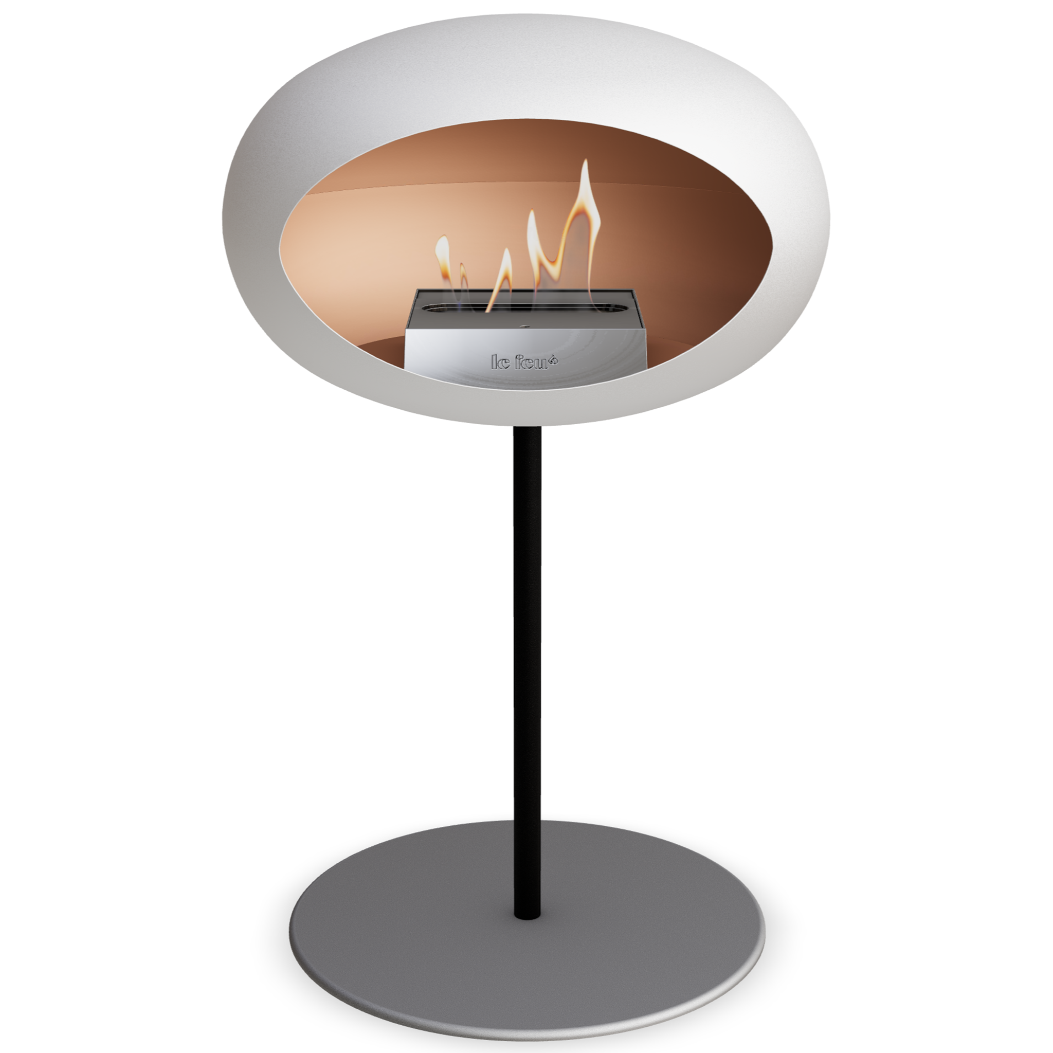 Ground Steel Low White Bio Fireplace