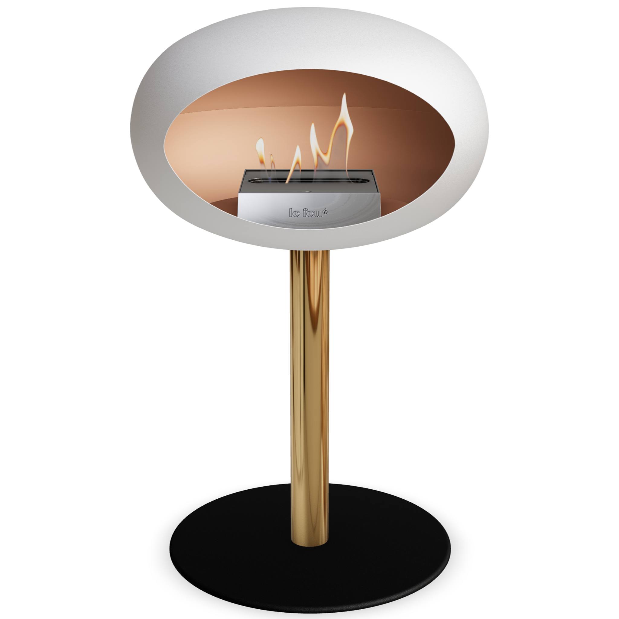 Ground Steel Low White Bio Fireplace