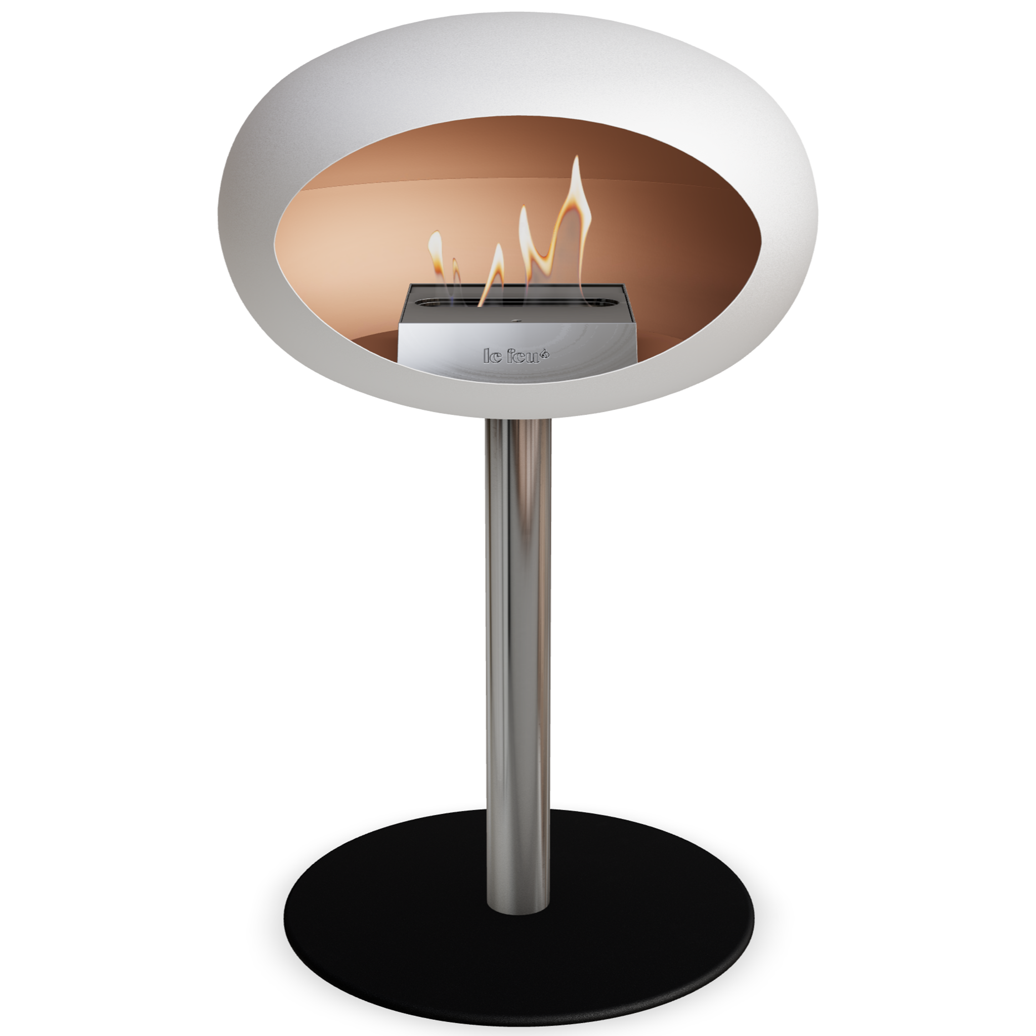 Ground Steel Low White Bio Fireplace