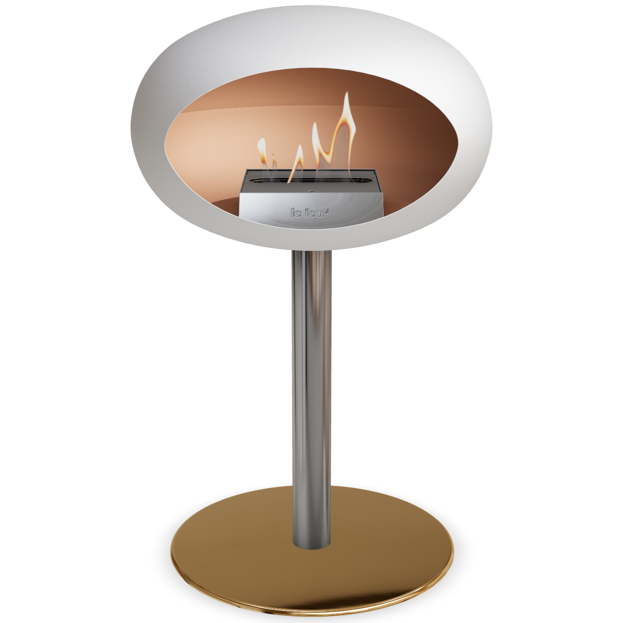 Ground Steel Low White Bio Fireplace