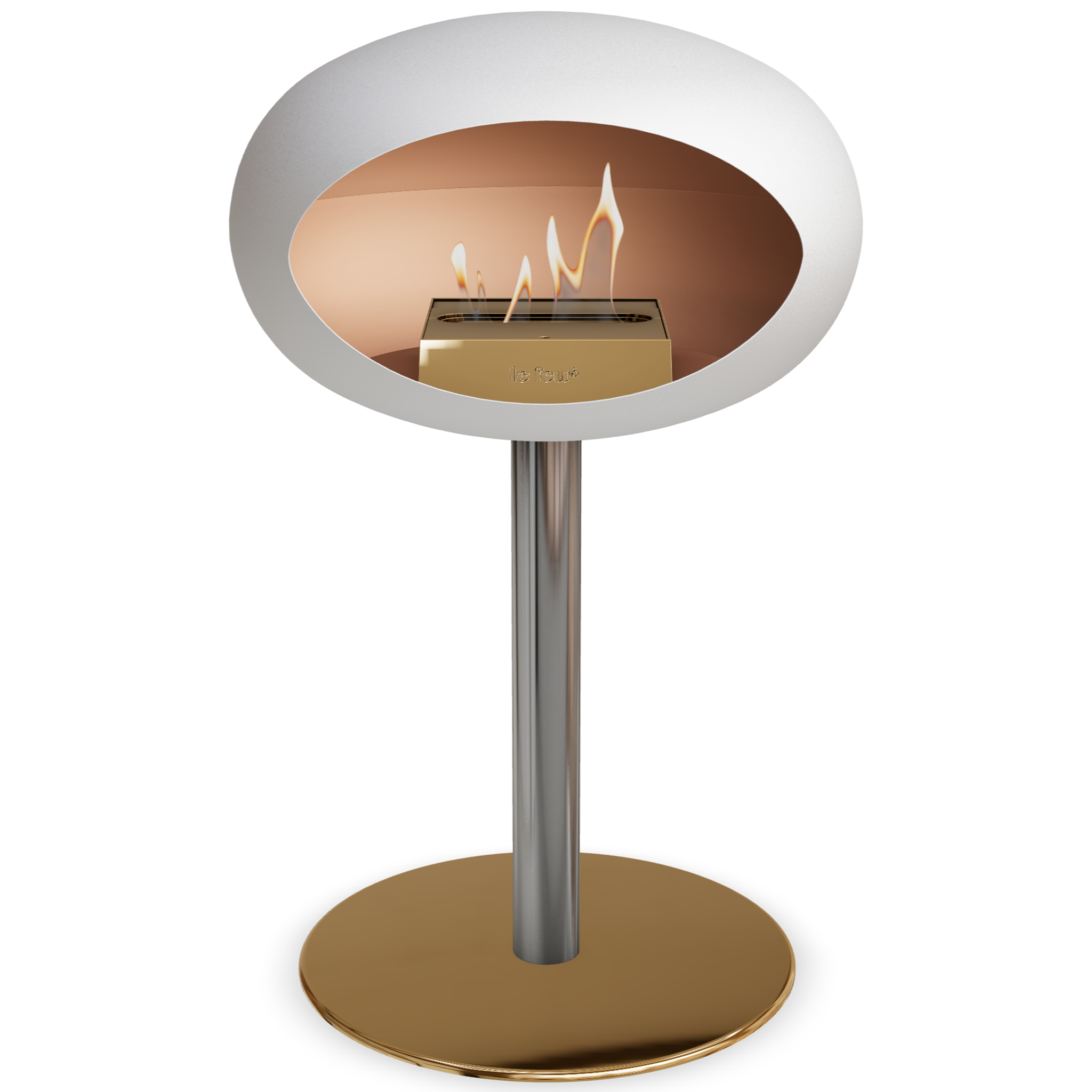 Ground Steel Low White Bio Fireplace