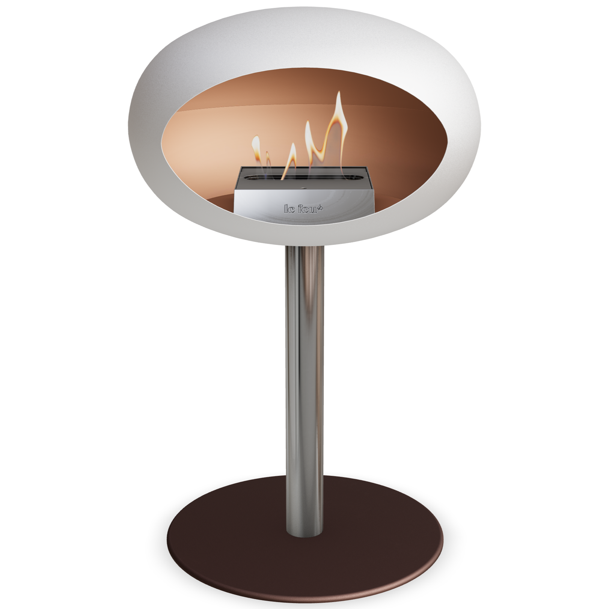Ground Steel Low White Bio Fireplace