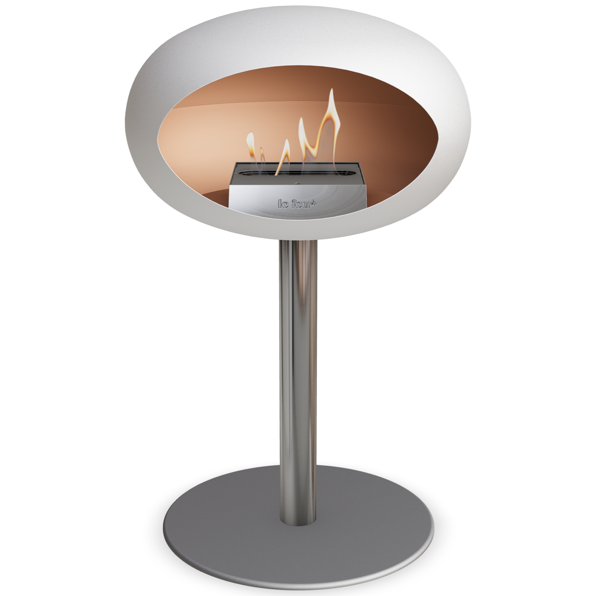 Ground Steel Low White Bio Fireplace