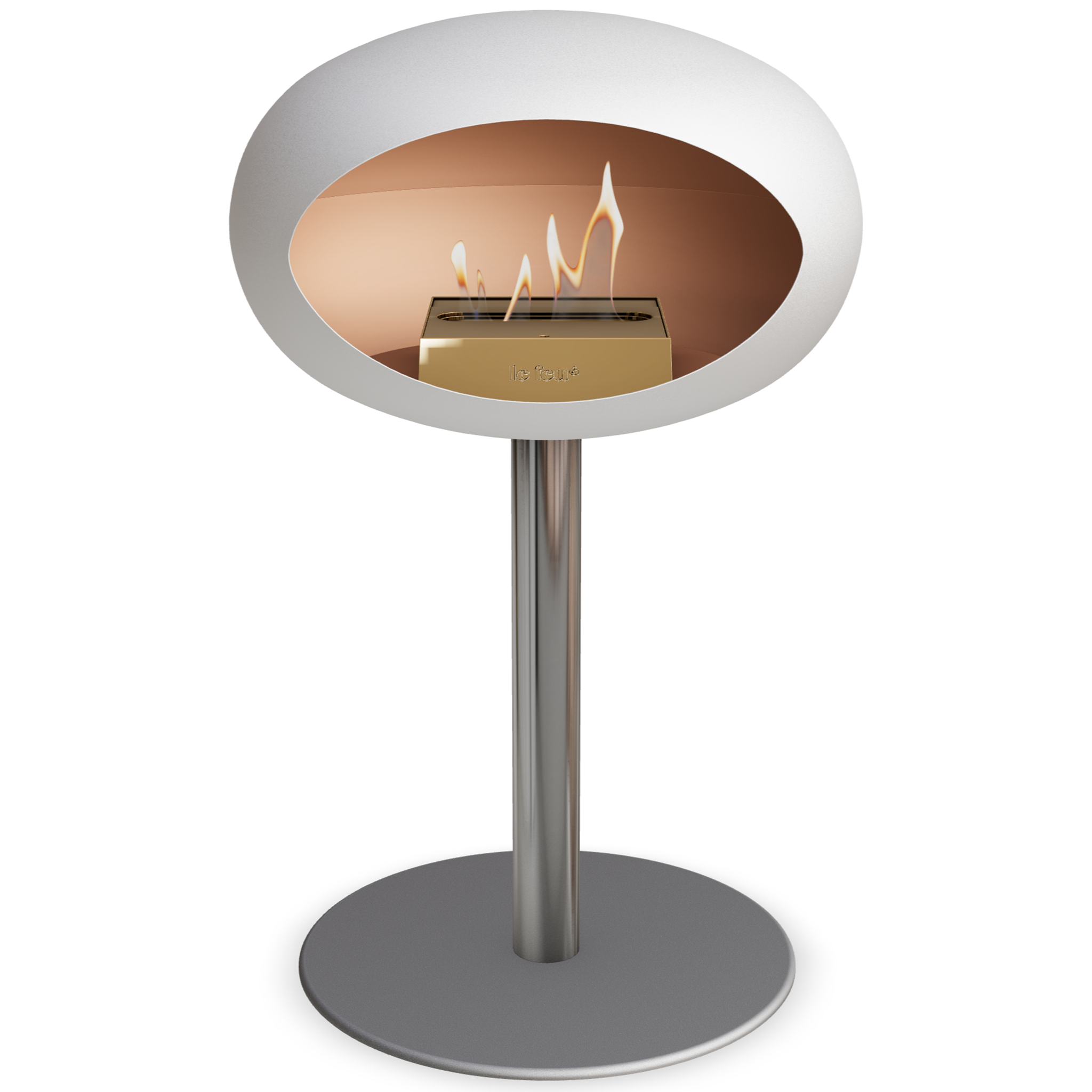 Ground Steel Low White Bio Fireplace
