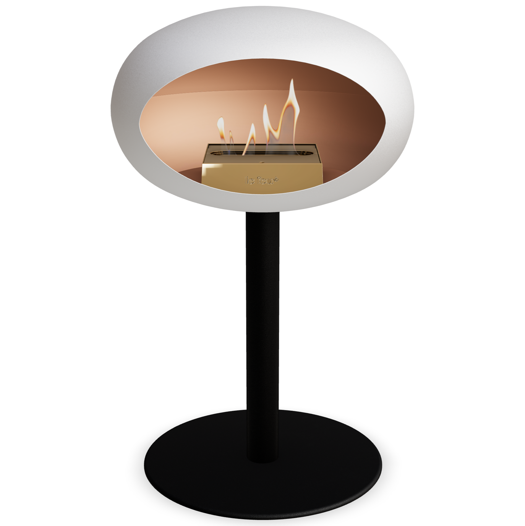Ground Steel Low White Bio Fireplace