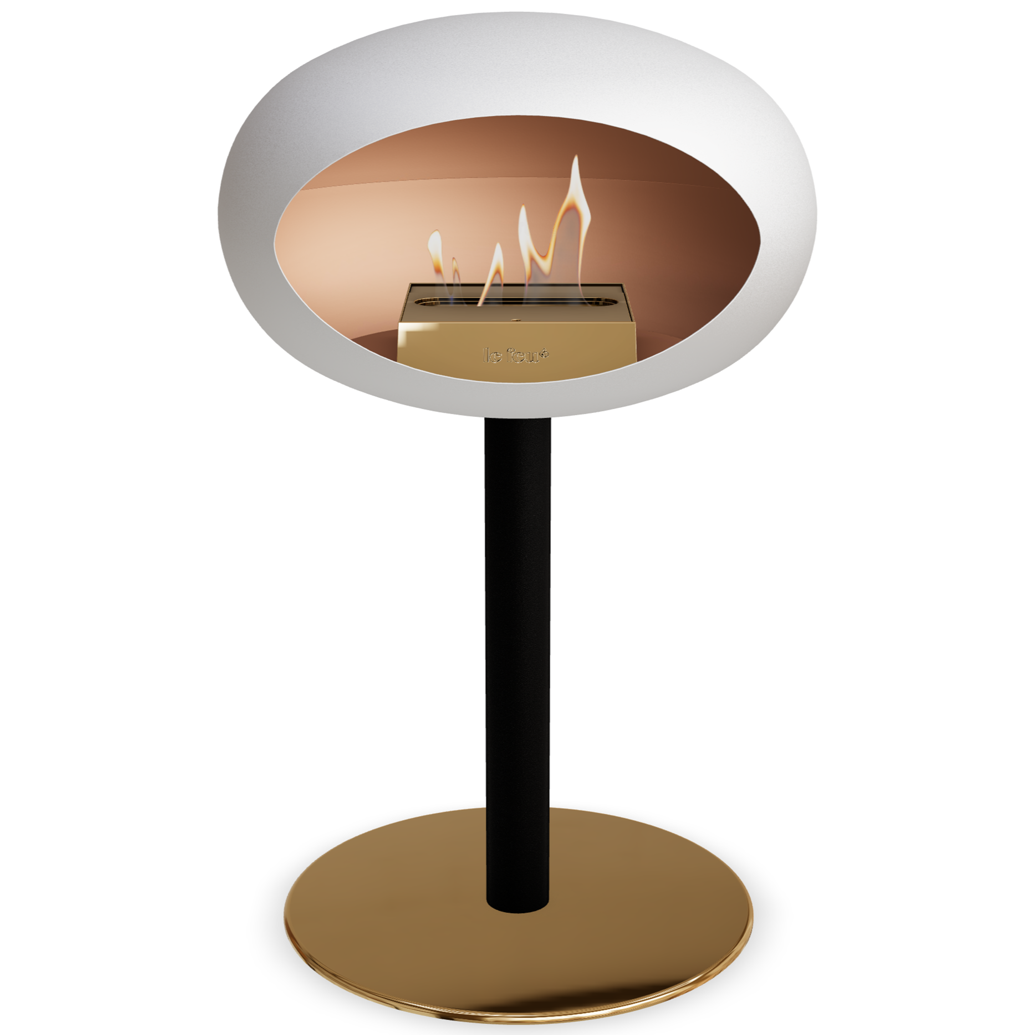 Ground Steel Low White Bio Fireplace