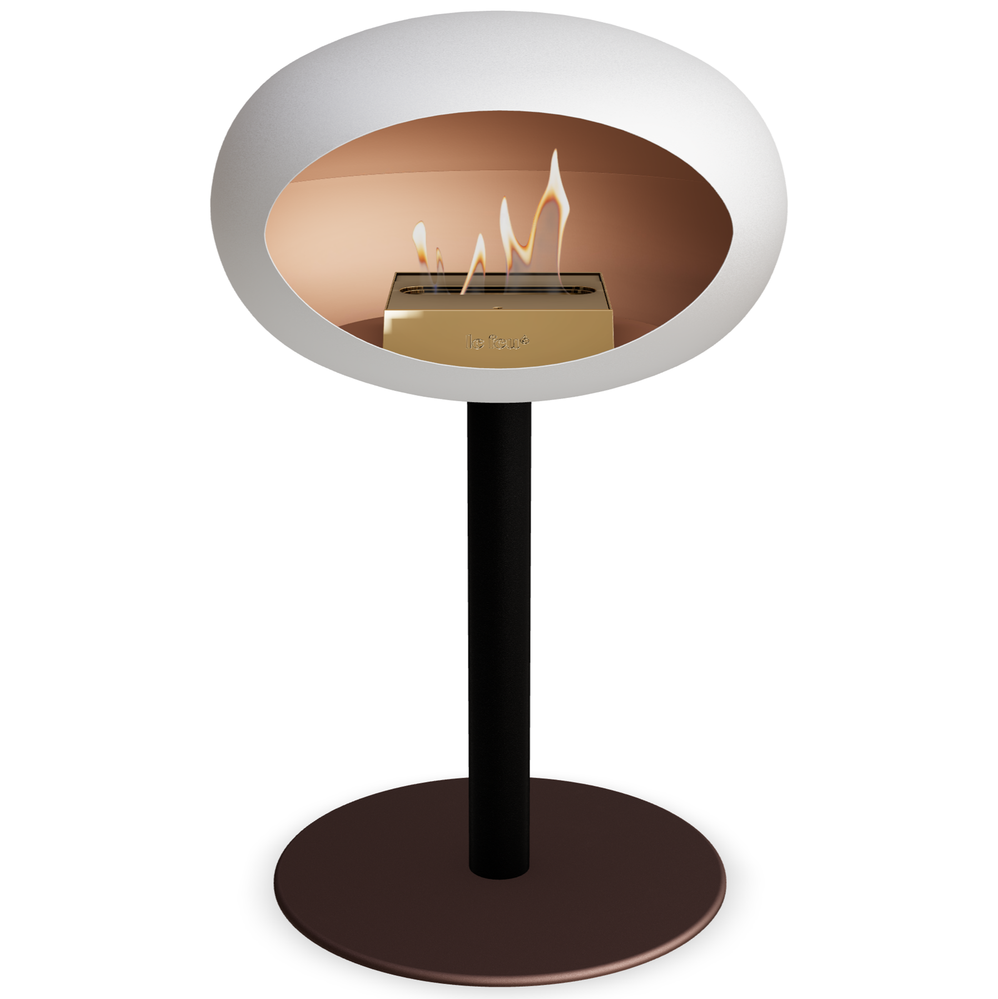 Ground Steel Low White Bio Fireplace