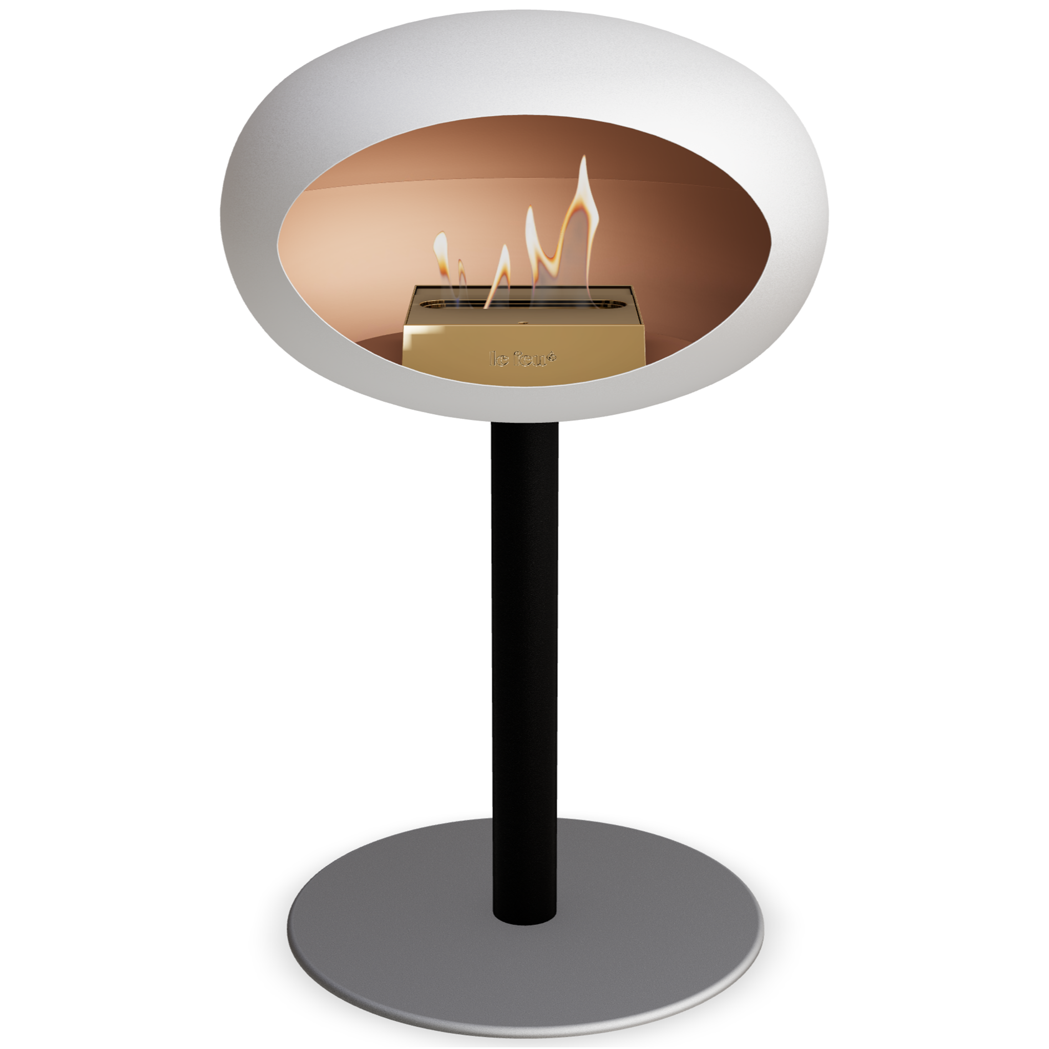 Ground Steel Low White Bio Fireplace