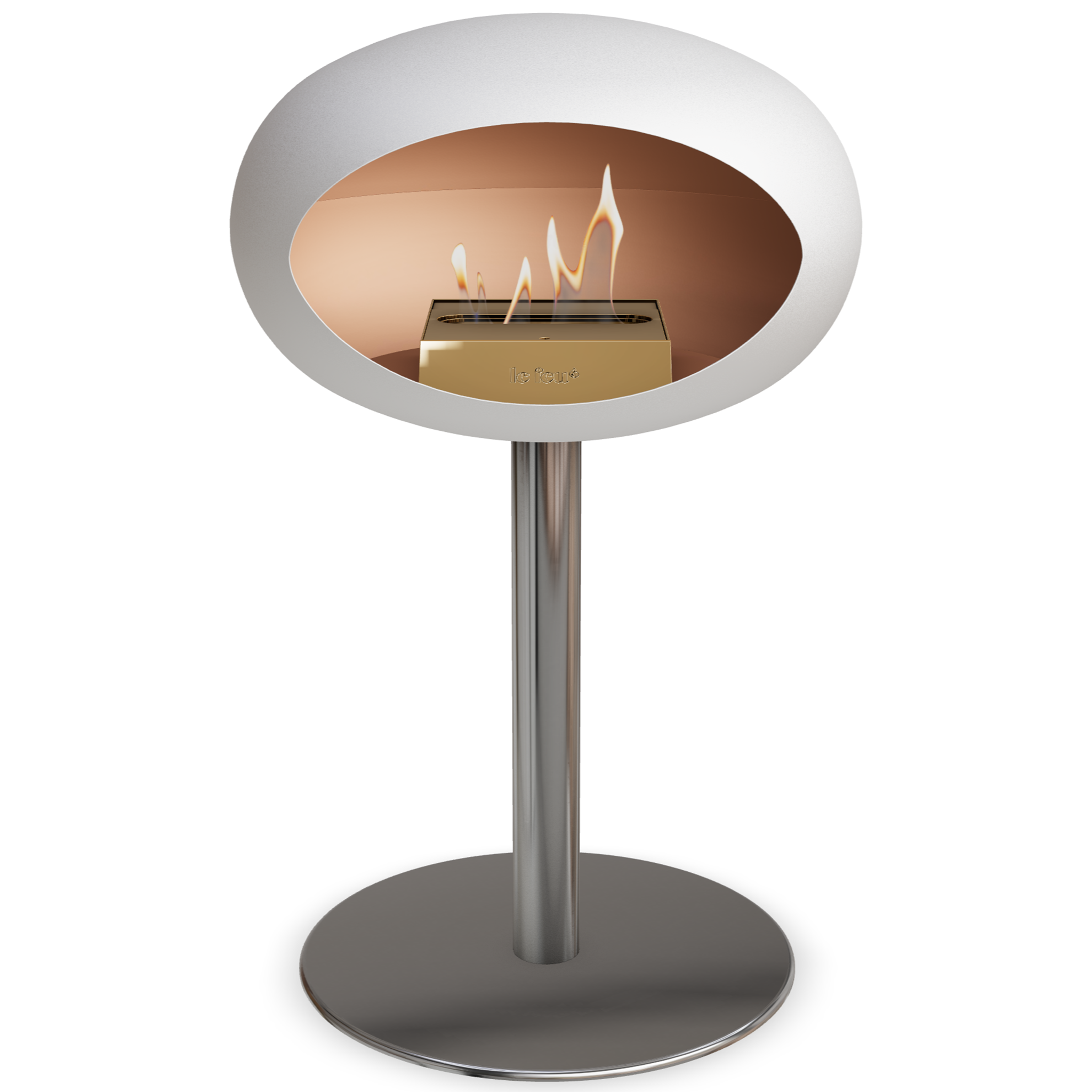 Ground Steel Low White Bio Fireplace