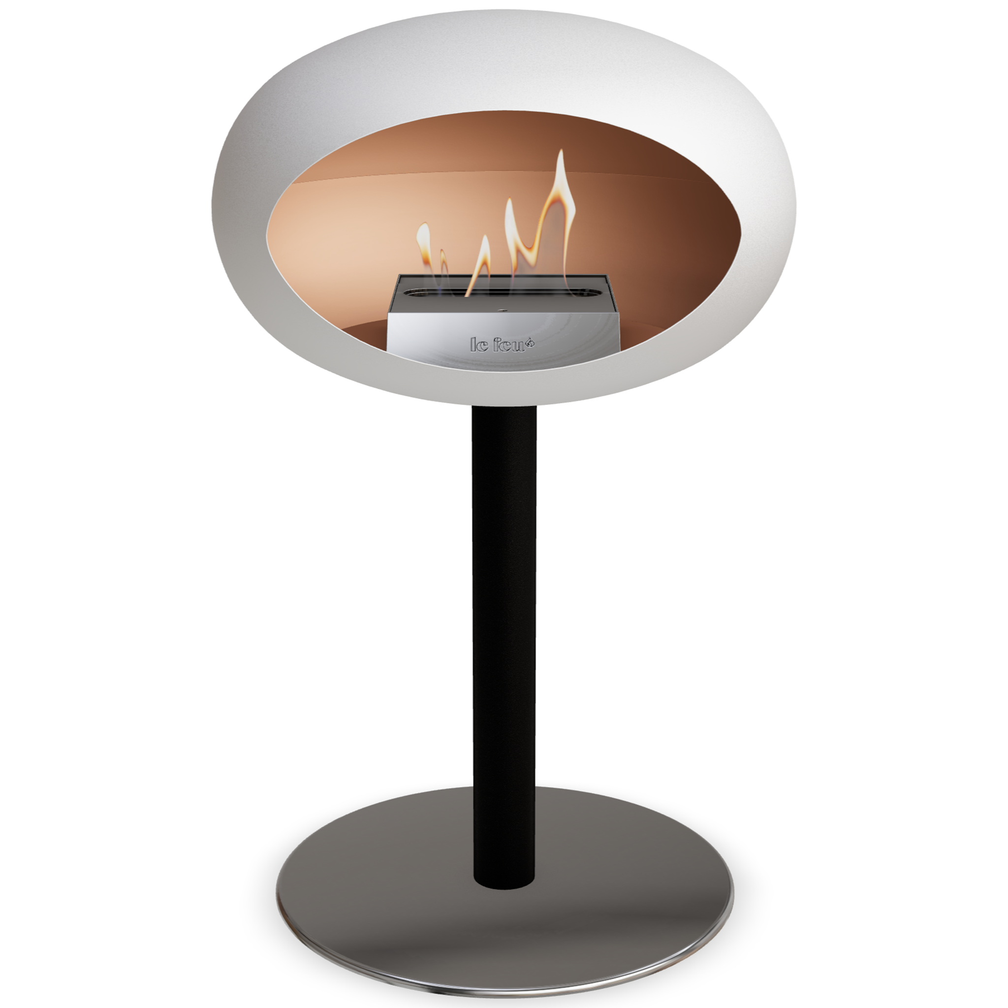 Ground Steel Low White Bio Fireplace