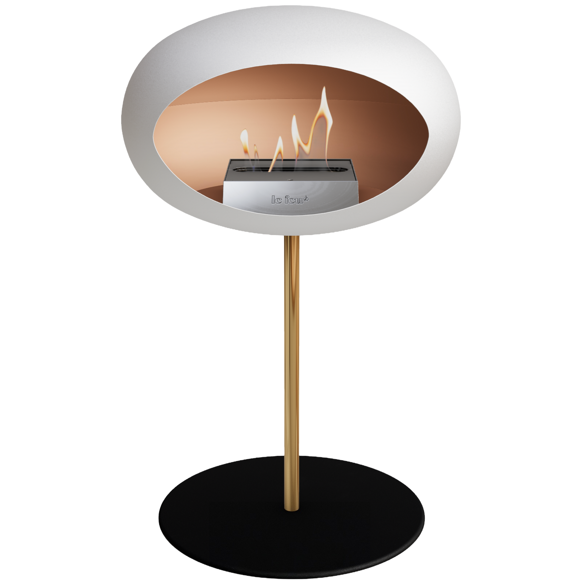 Ground Steel Low White Bio Fireplace