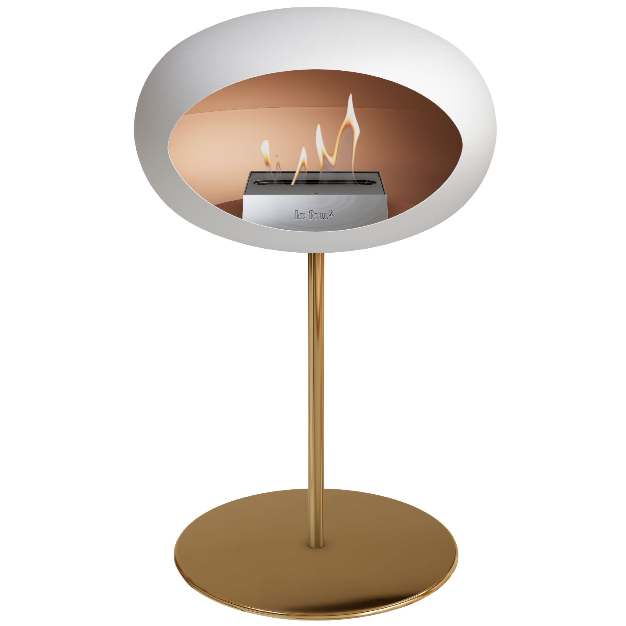 Ground Steel Low White Bio Fireplace